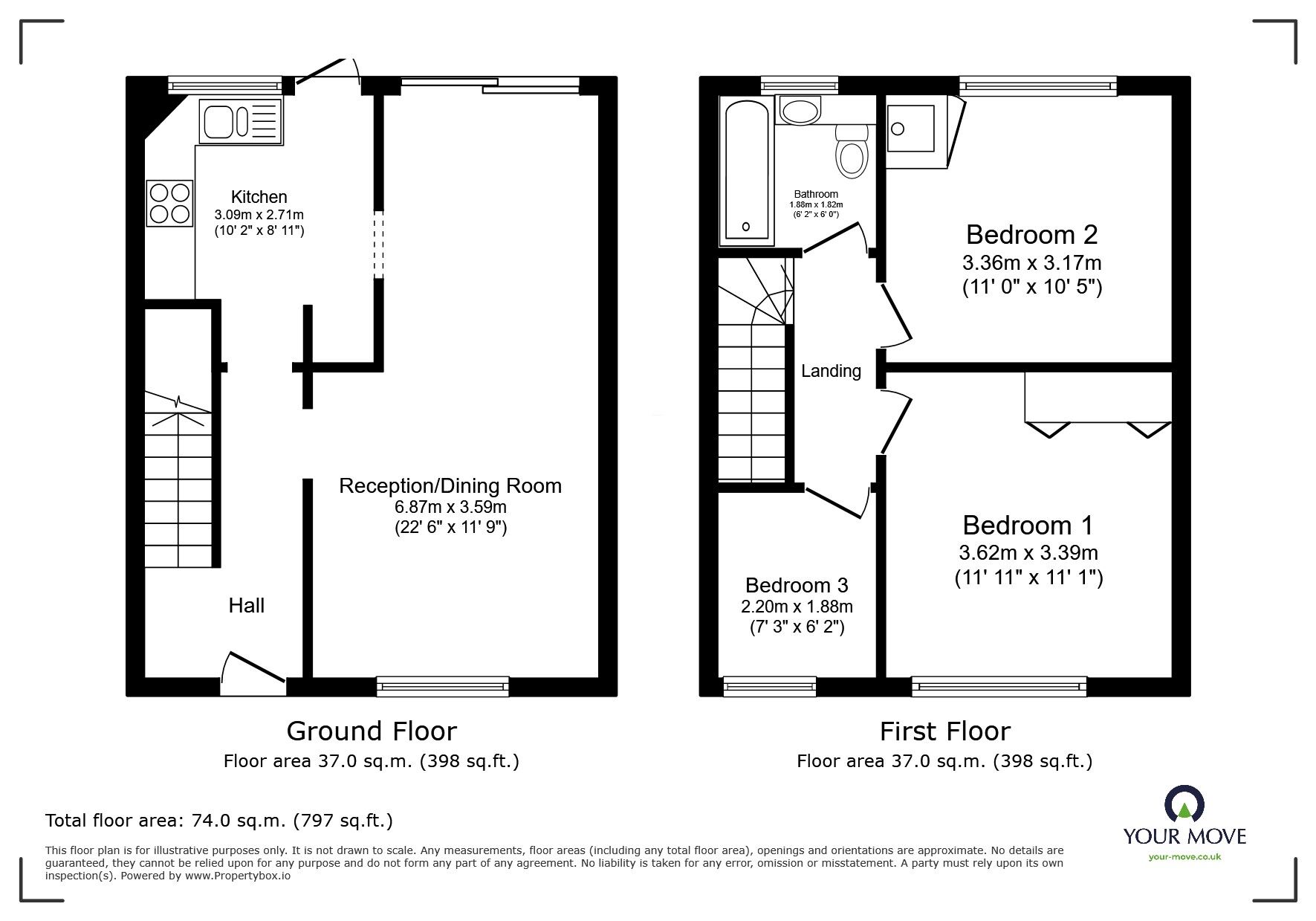 Floorplan of 3 bedroom Mid Terrace House for sale, Pembroke Way, Bognor Regis, West Sussex, PO21