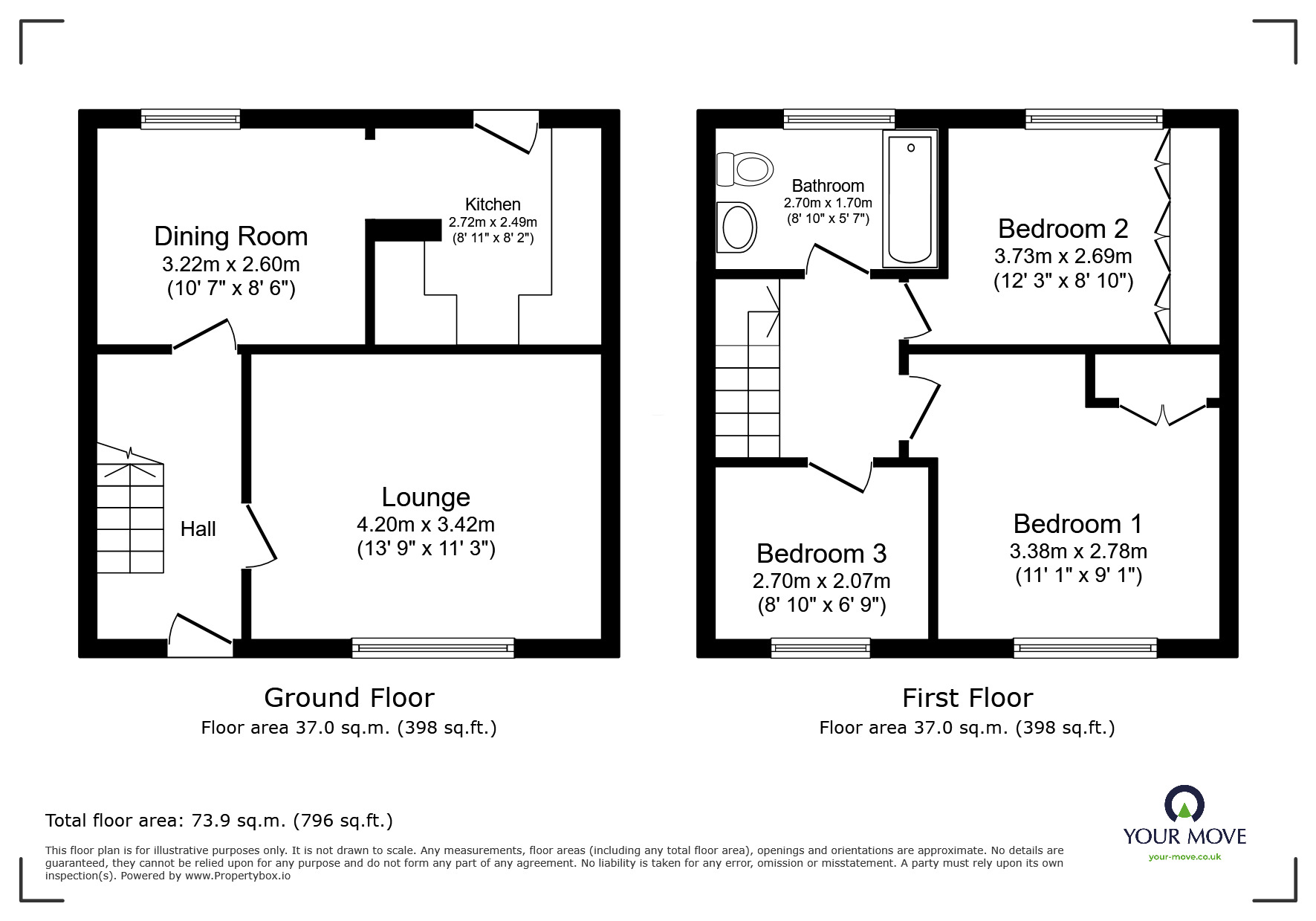 Floorplan of 3 bedroom Semi Detached House for sale, Chestnut Grove, Bognor Regis, West Sussex, PO22