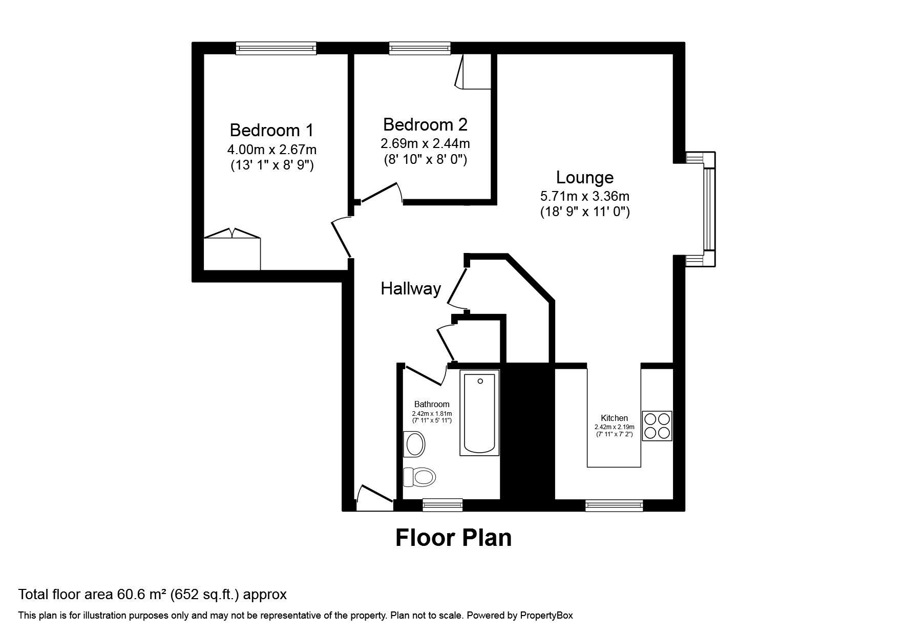 Floorplan of 2 bedroom  Flat for sale, Gilwynes, Bognor Regis, West Sussex, PO21