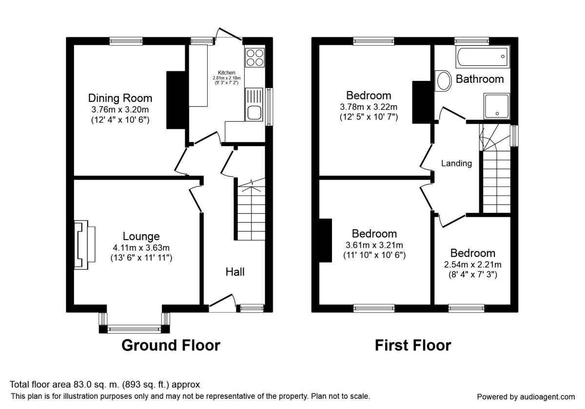Floorplan of 3 bedroom Semi Detached House for sale, Hawthorn Road, Bognor Regis, West Sussex, PO21