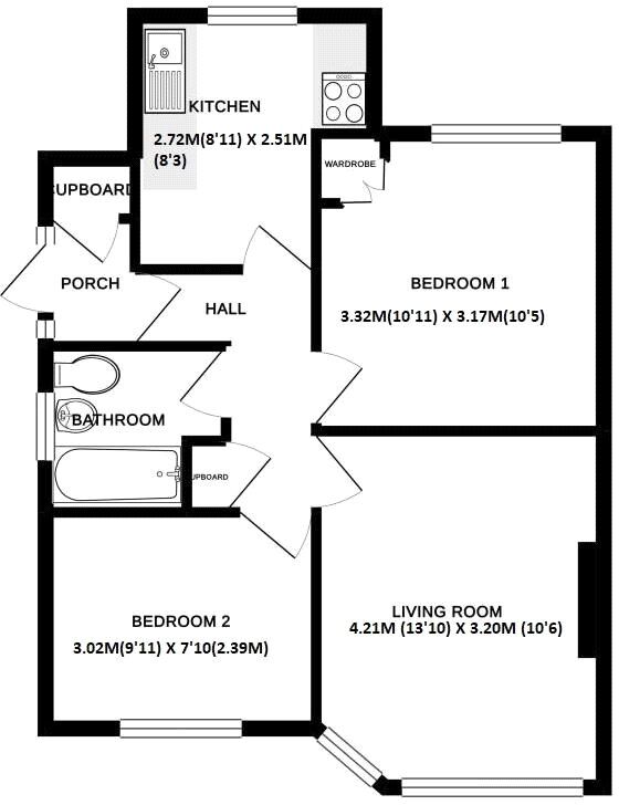 Floorplan of 2 bedroom Flat to rent, Highfield Gardens, Bognor Regis, West Sussex, PO22
