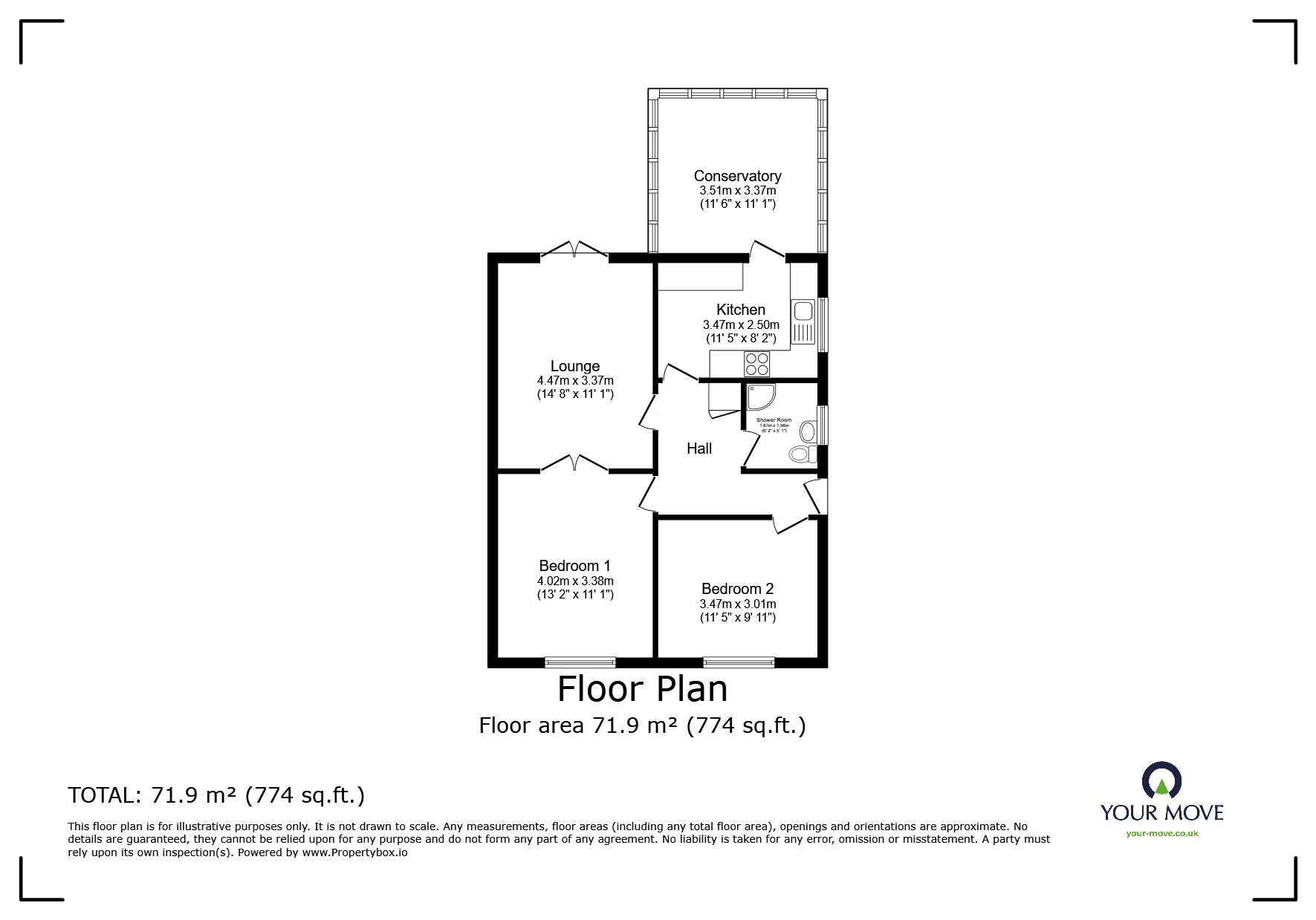 Floorplan of 2 bedroom Semi Detached Bungalow for sale, Fletcher Close, Bognor Regis, West Sussex, PO21