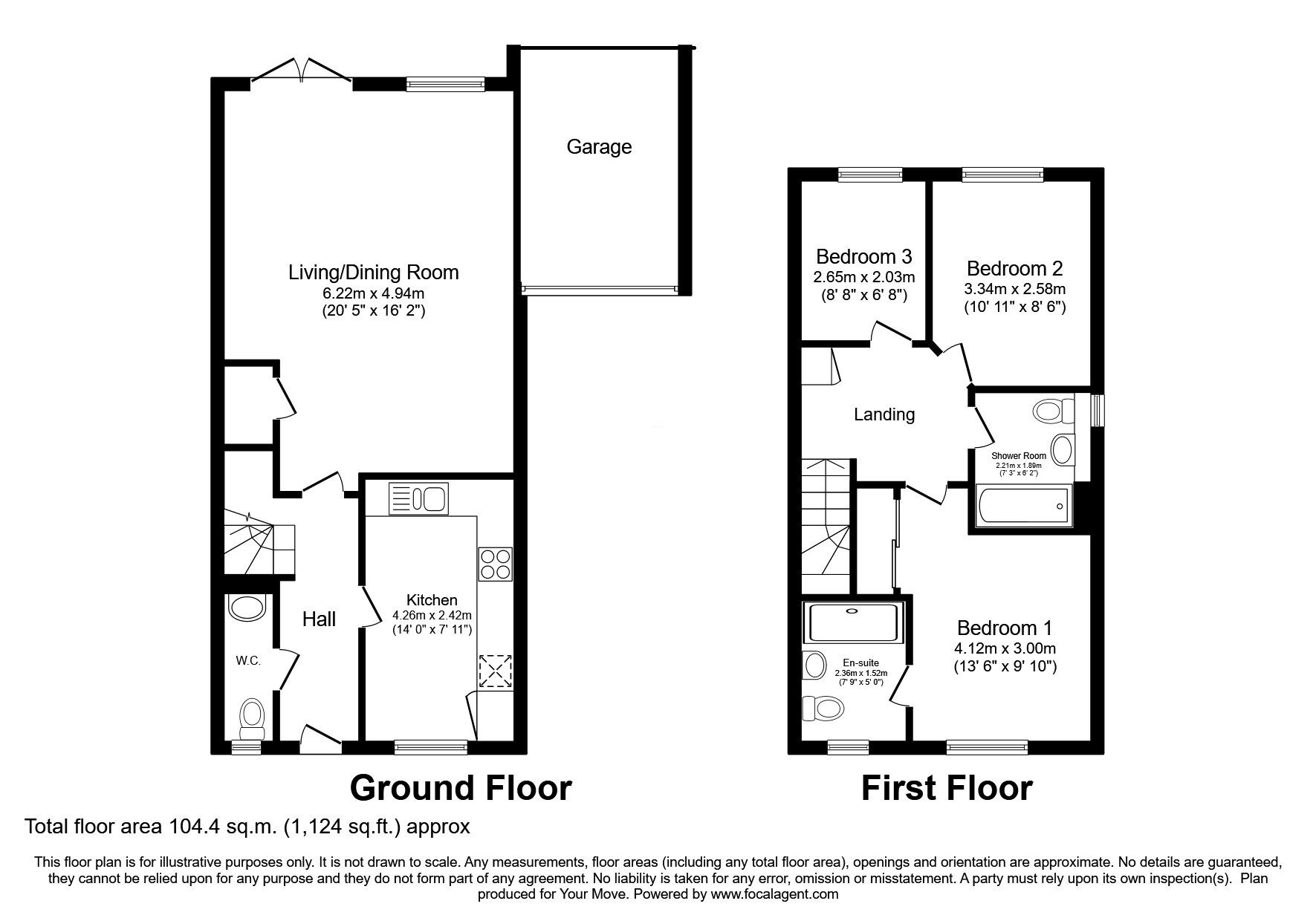 Floorplan of 3 bedroom End Terrace House for sale, Liberty Gardens, Bognor Regis, West Sussex, PO21