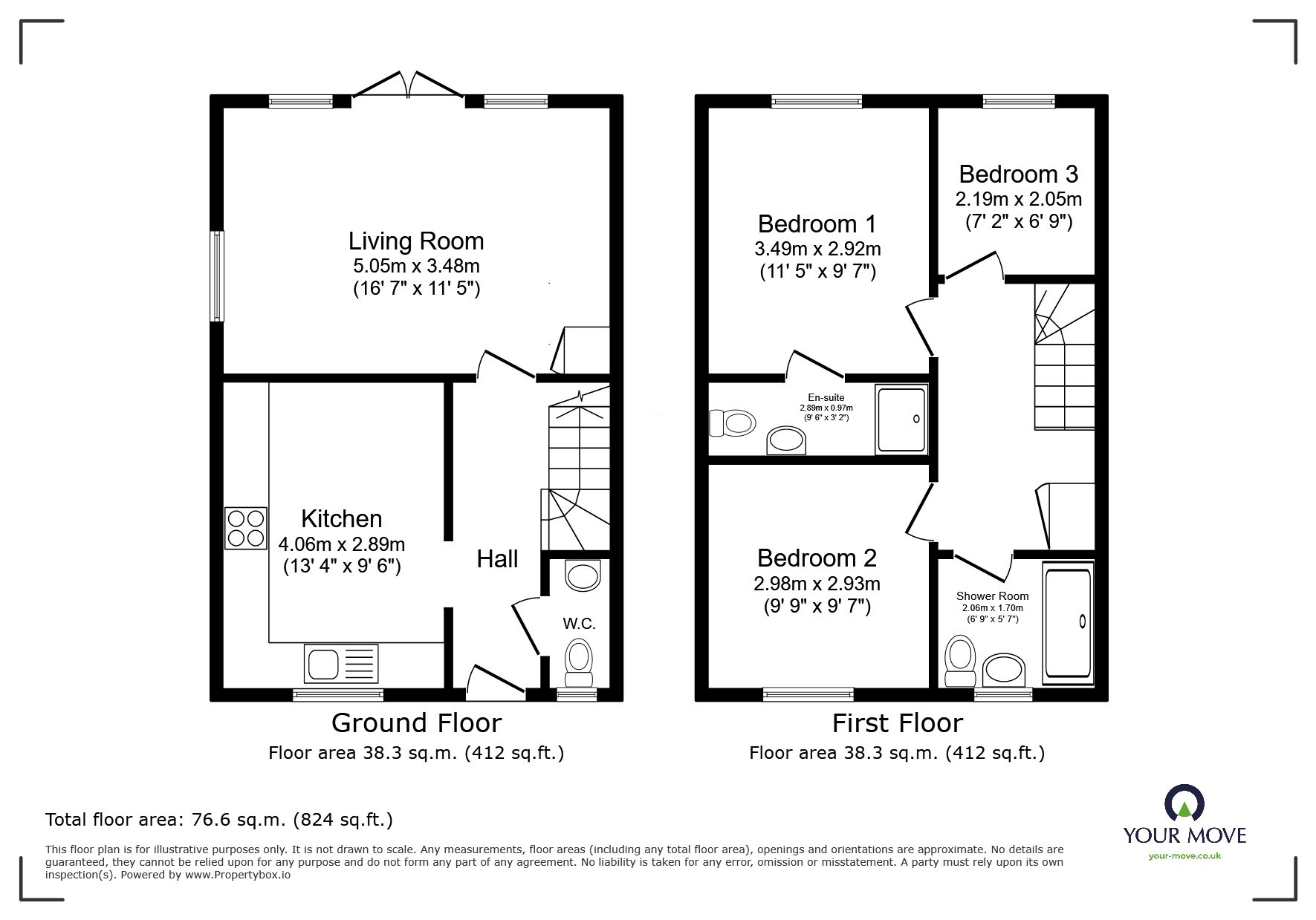 Floorplan of 3 bedroom Semi Detached House for sale, 29 Westloats Lane, West Sussex, PO21