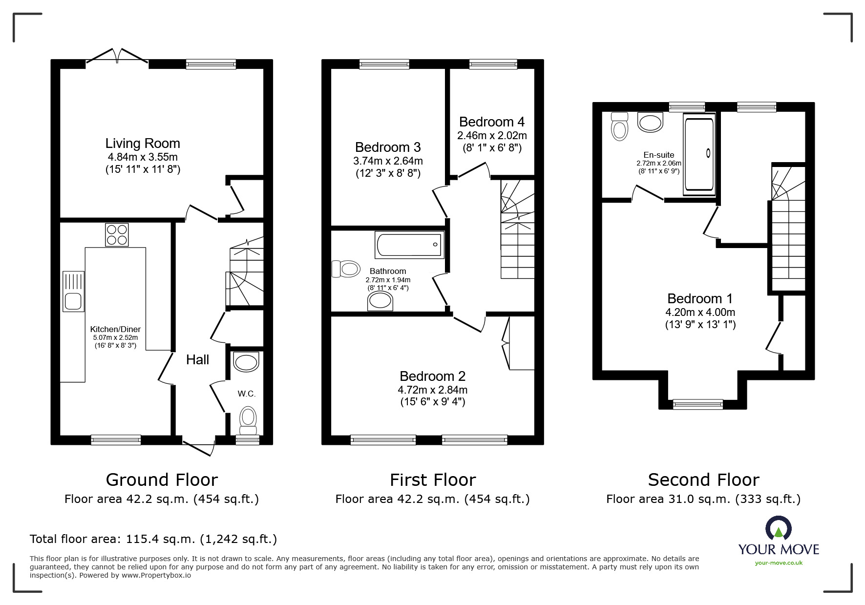 Floorplan of 4 bedroom Mid Terrace House for sale, Spinnaker View, Bognor Regis, West Sussex, PO21