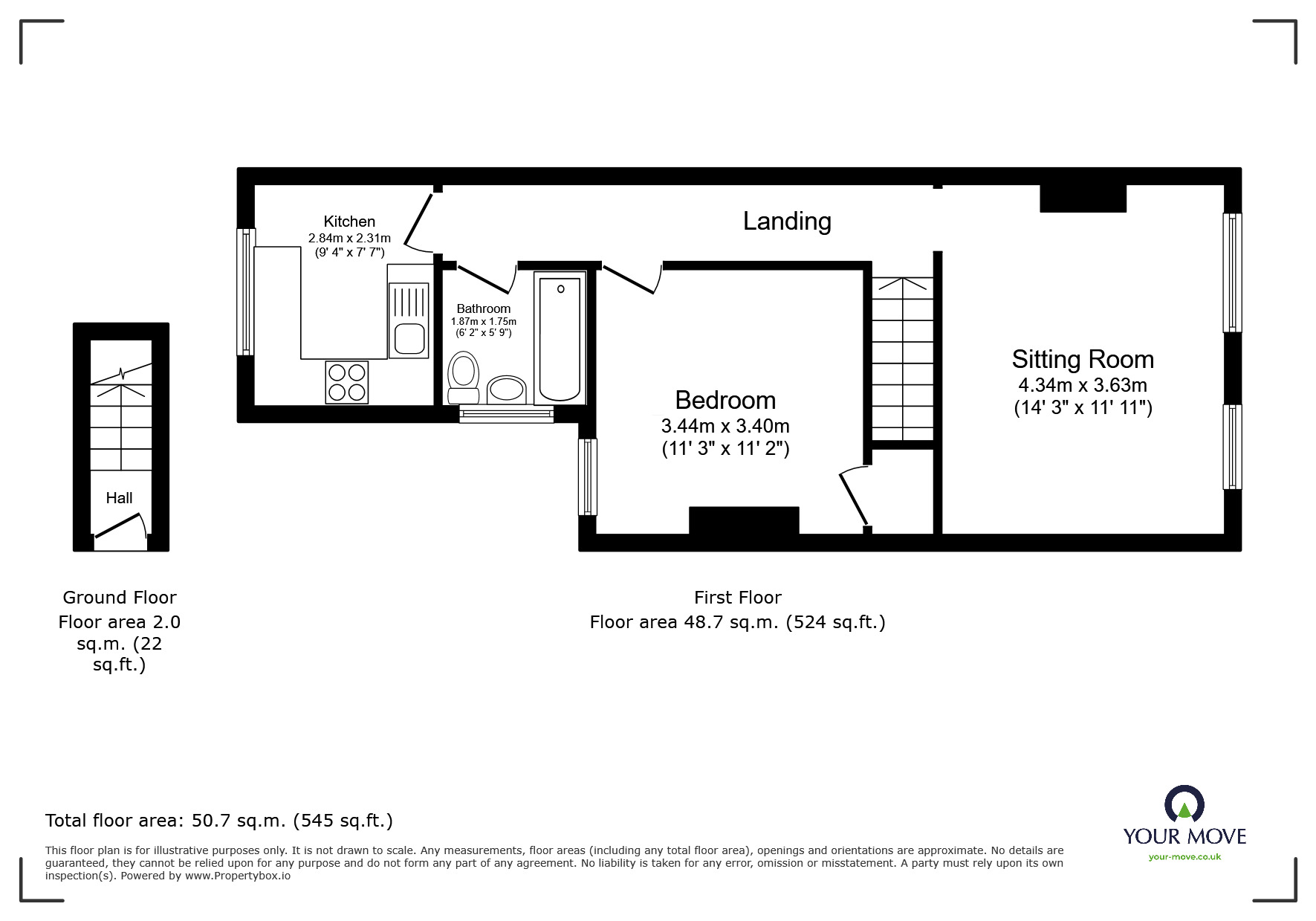 Floorplan of 1 bedroom Flat for sale, Essex Road, Bognor Regis, West Sussex, PO21