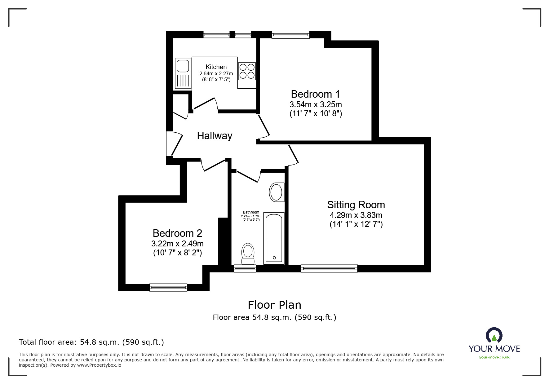 Floorplan of 2 bedroom  Flat for sale, Nyewood Lane, Bognor Regis, West Sussex, PO21
