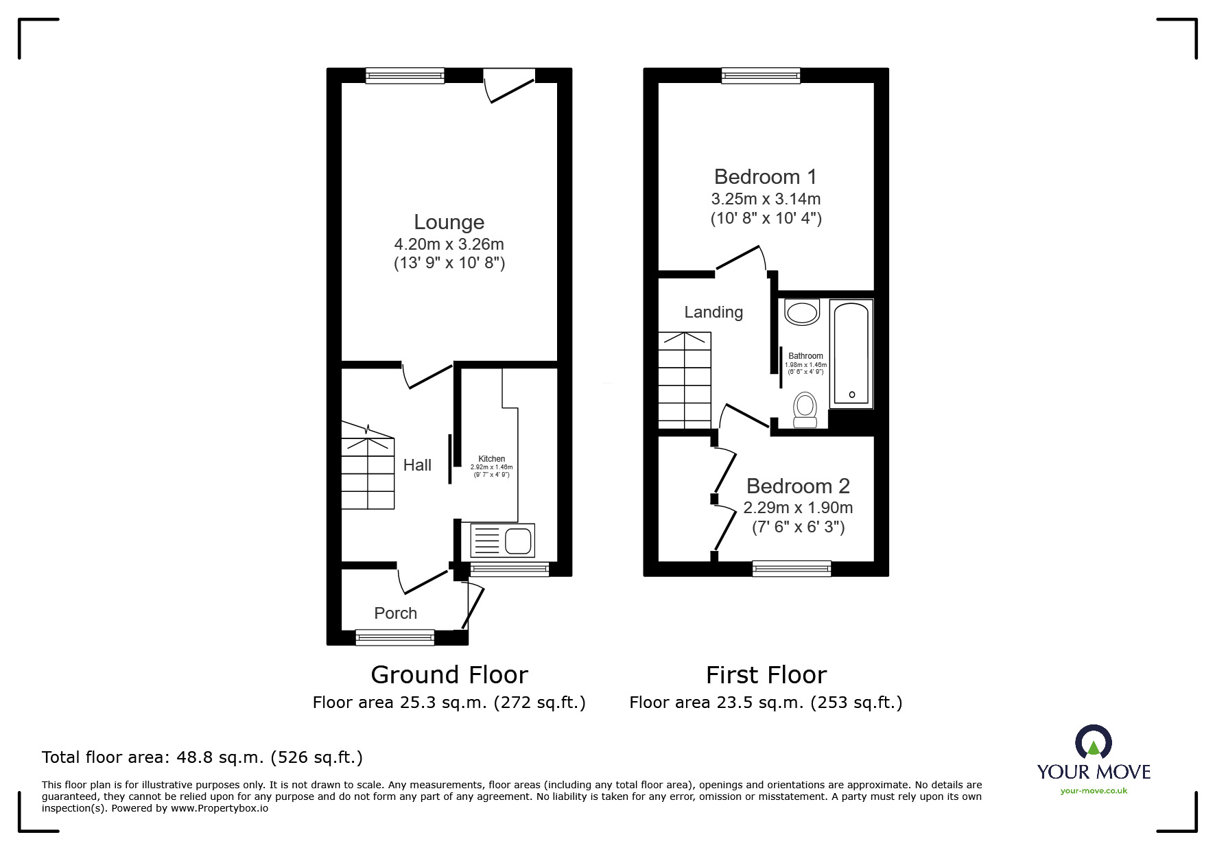 Floorplan of 2 bedroom End Terrace House for sale, Merlin Way, Bognor Regis, West Sussex, PO22