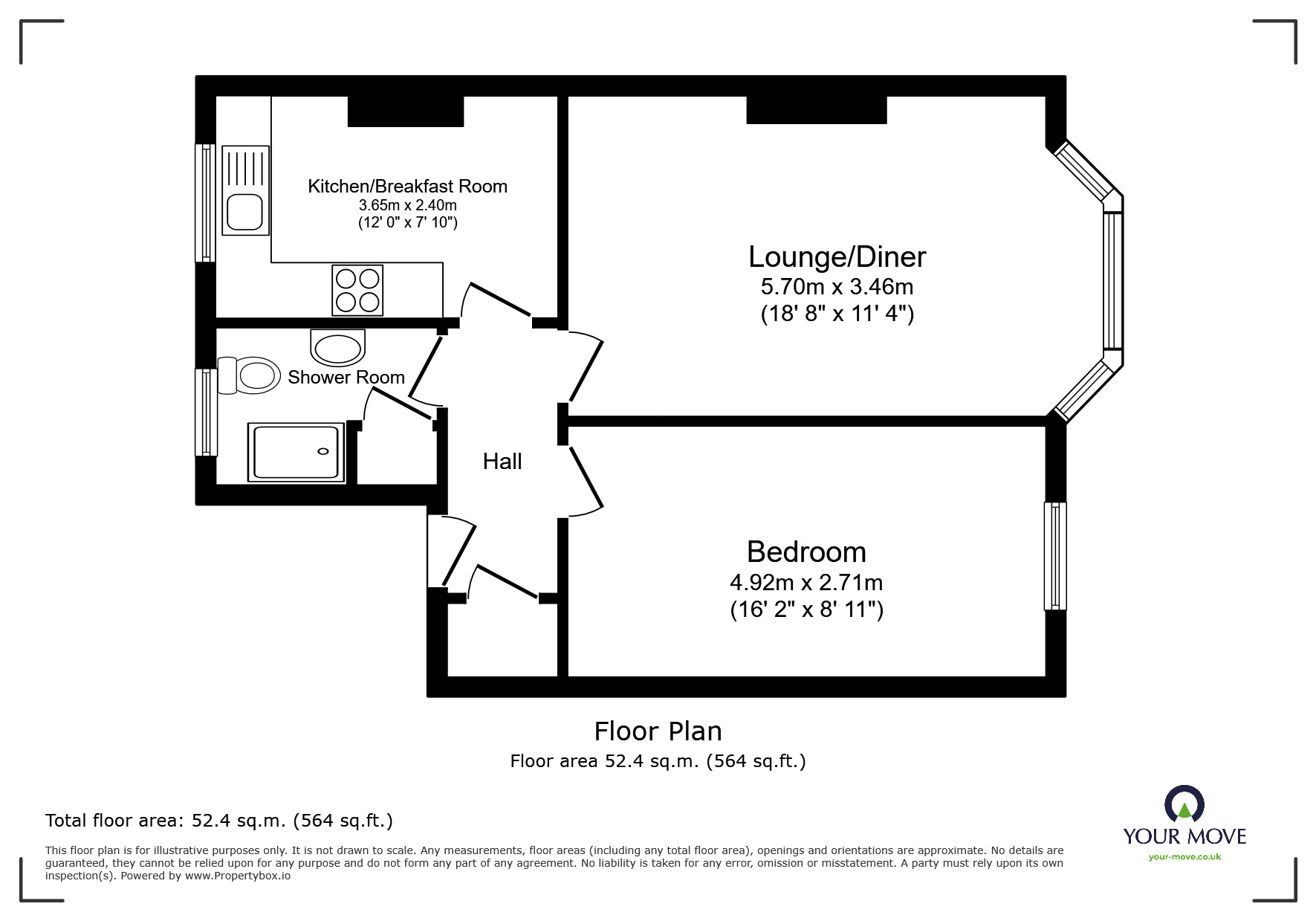 Floorplan of 1 bedroom  Flat to rent, The Steyne, Bognor Regis, West Sussex, PO21