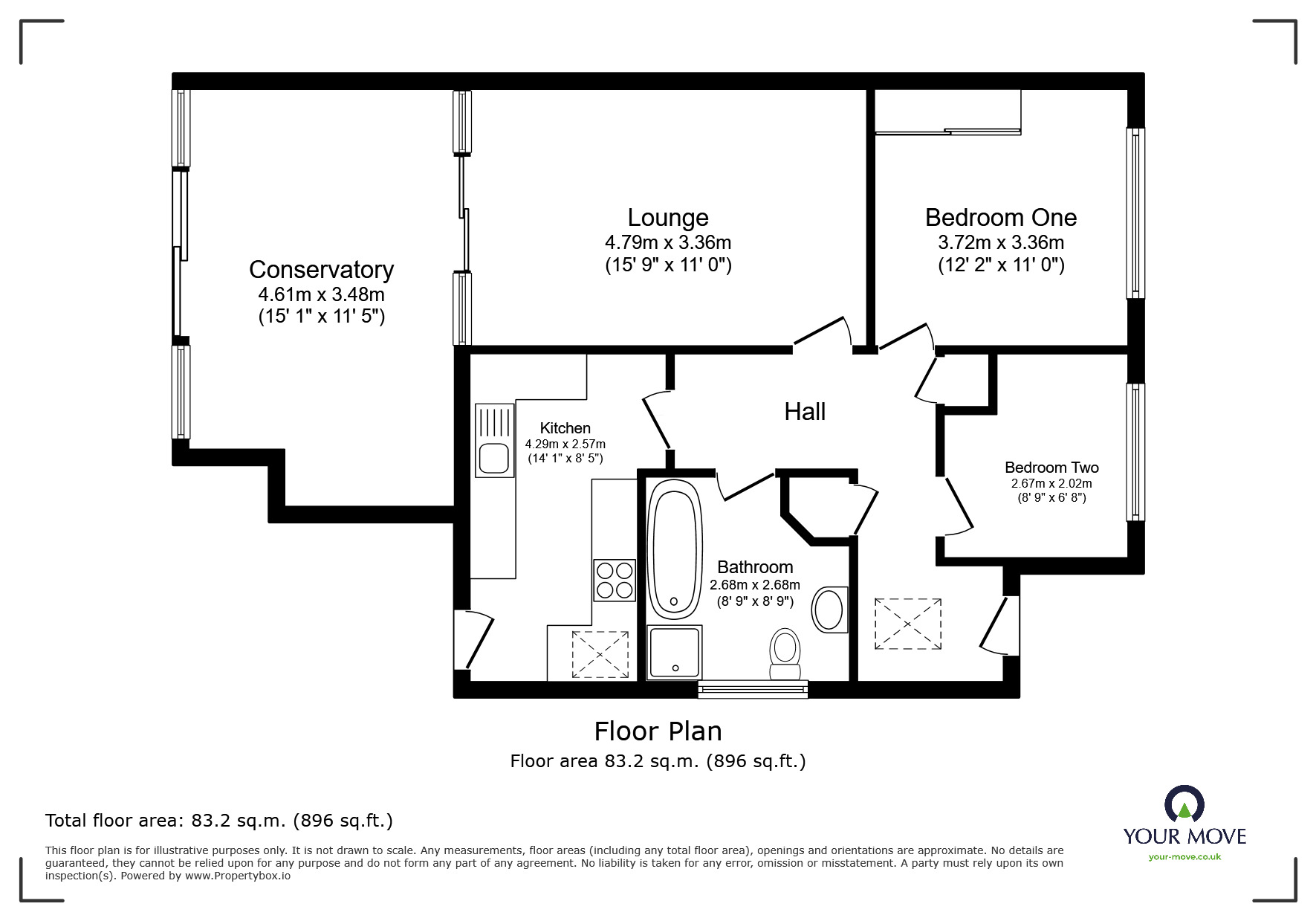 Floorplan of 2 bedroom Semi Detached Bungalow for sale, Payne Close, Bognor Regis, West Sussex, PO21