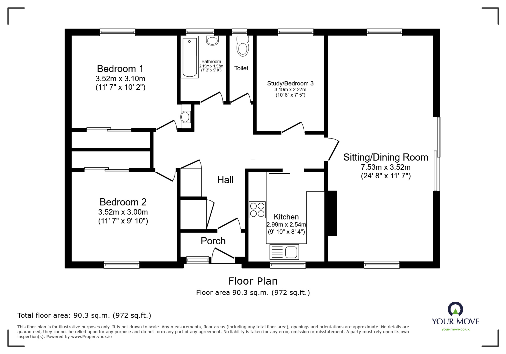 Floorplan of 3 bedroom  Flat for sale, Wrenfield Place, Scott Close, West Sussex, PO21
