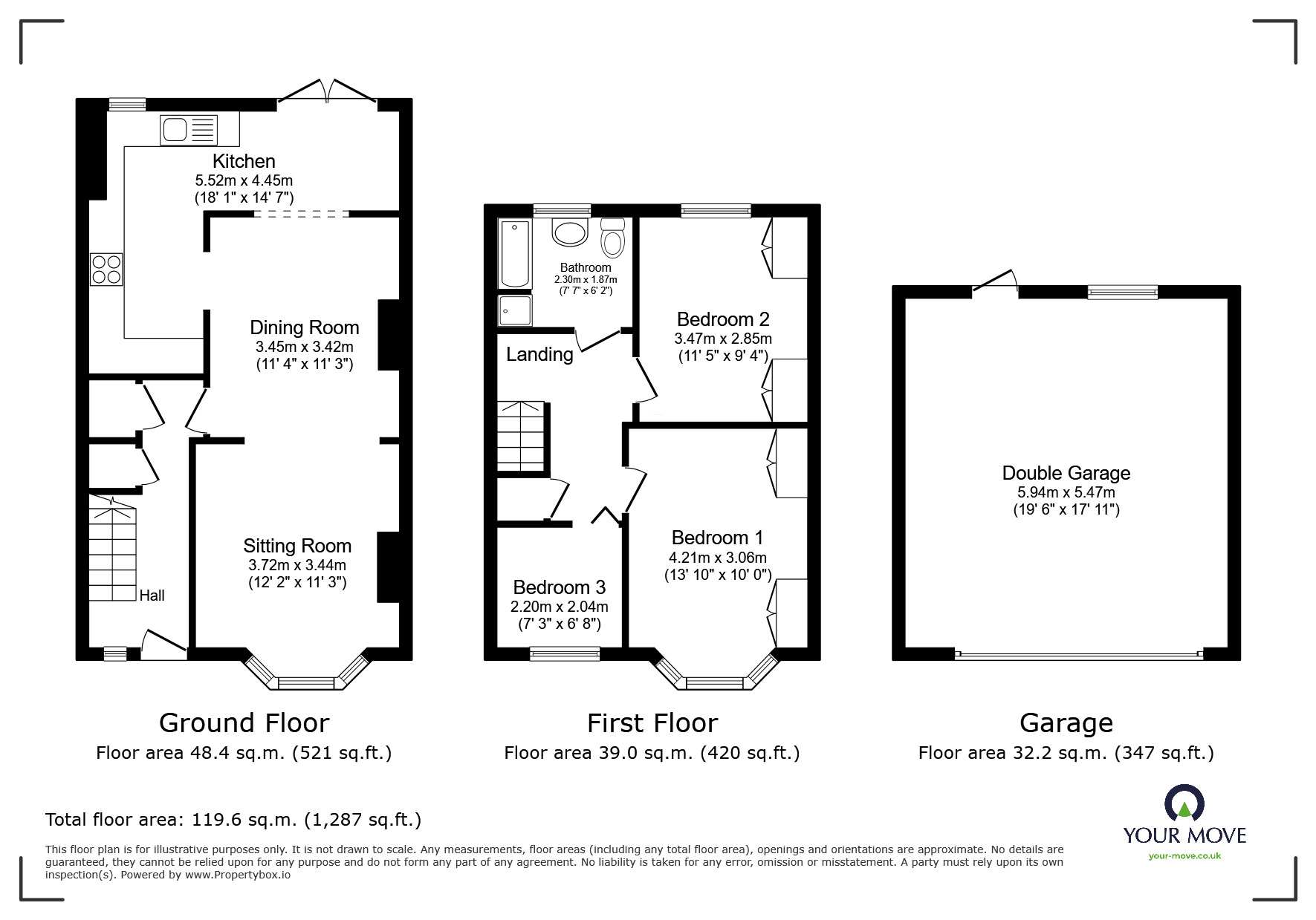 Floorplan of 3 bedroom Mid Terrace House for sale, Bedford Avenue, Bognor Regis, West Sussex, PO21