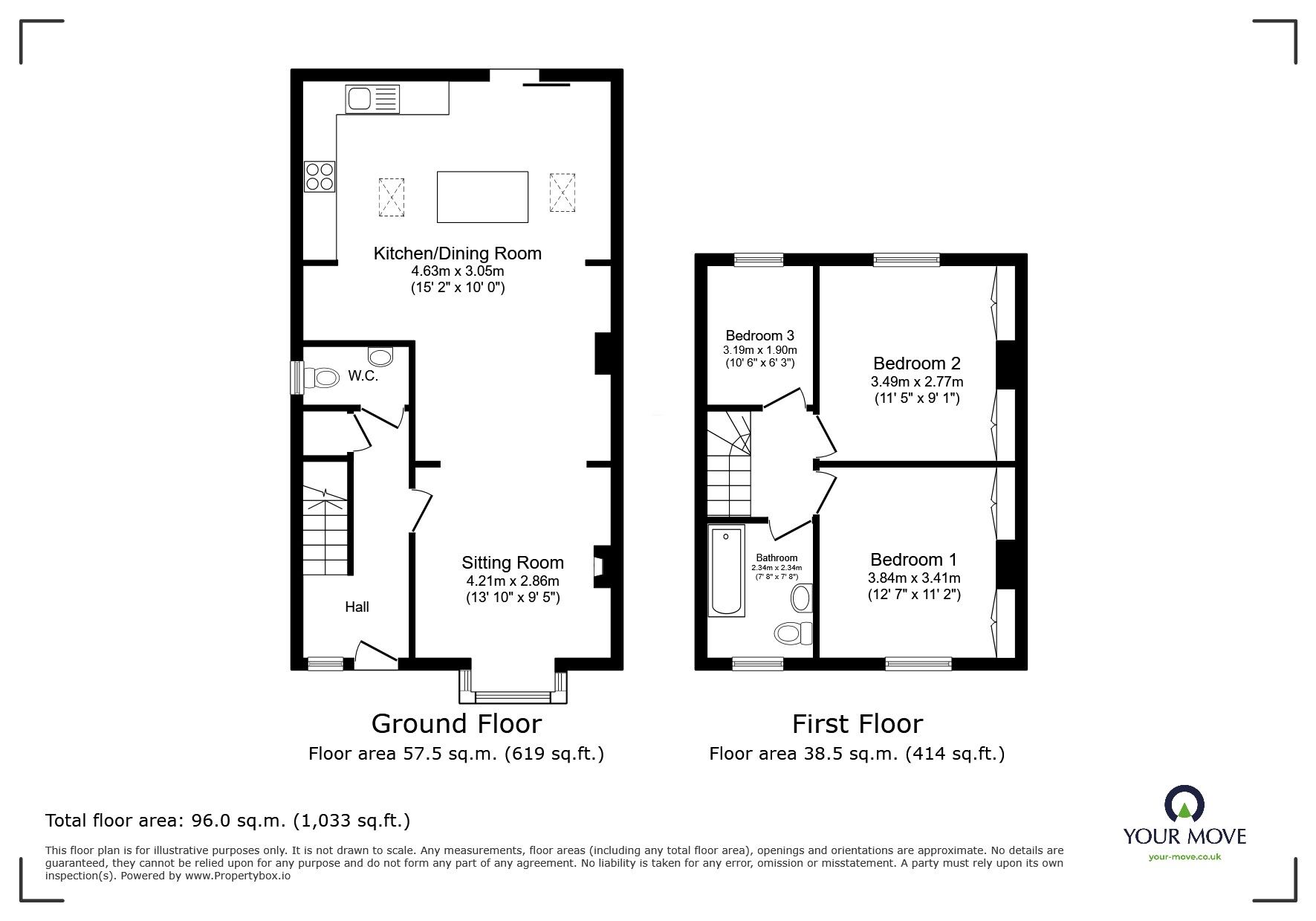 Floorplan of 3 bedroom End Terrace House for sale, Firs Avenue, Bognor Regis, West Sussex, PO22