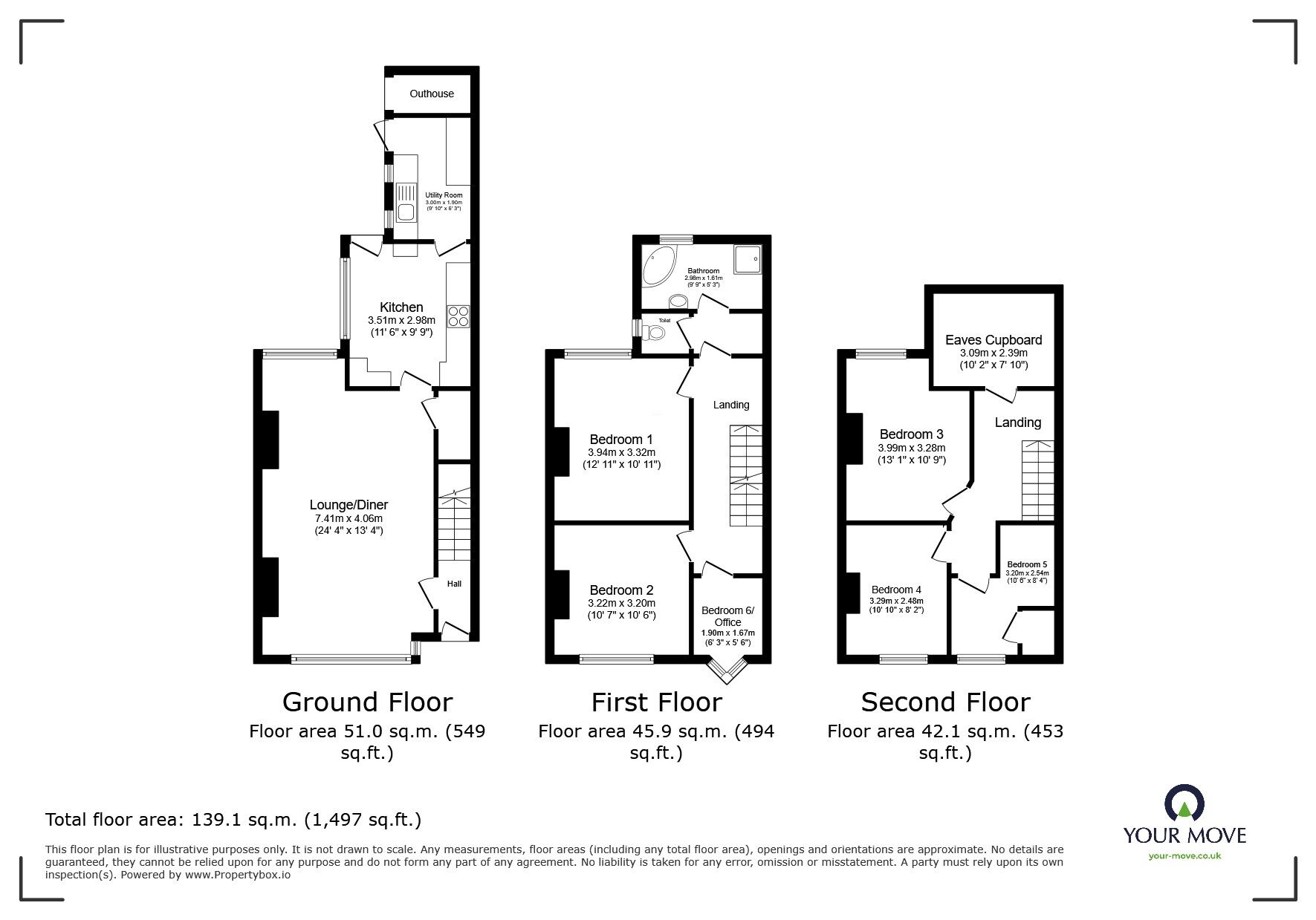 Floorplan of 5 bedroom End Terrace House for sale, Linden Road, Bognor Regis, West Sussex, PO21