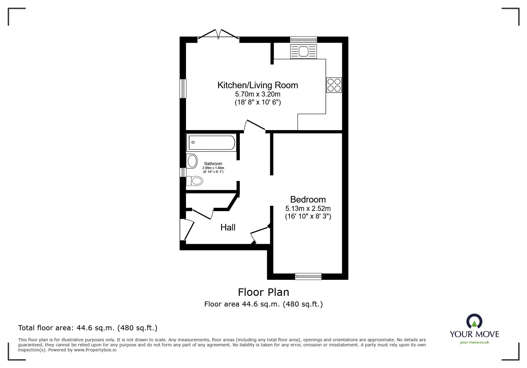 Floorplan of 1 bedroom  Flat for sale, Daisy Gardens, Felpham, West Sussex, PO22