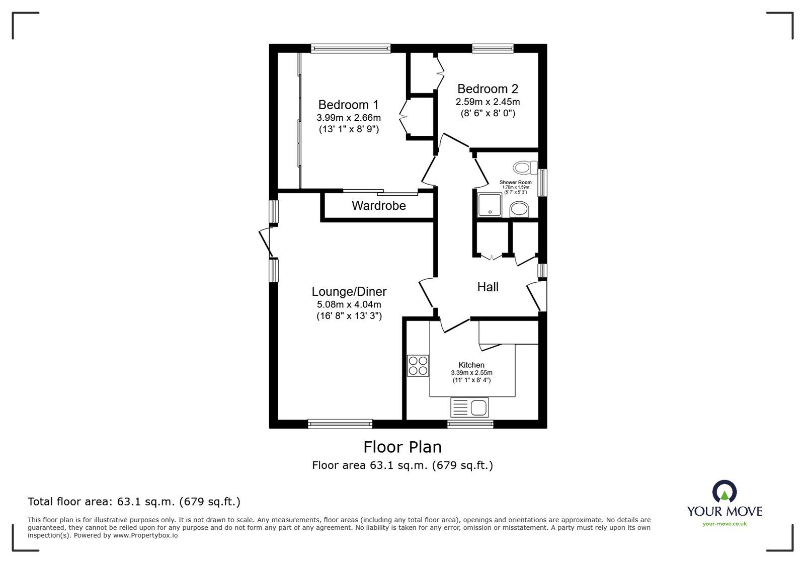 Floorplan of 2 bedroom Semi Detached Bungalow for sale, Andrew Avenue, Bognor Regis, West Sussex, PO22