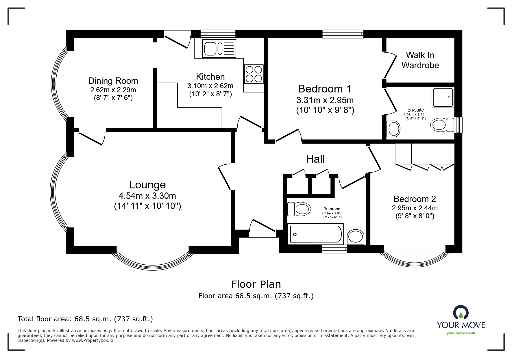Floorplan of 2 bedroom  Property for sale, Grayshott Drive, Poplars Court, West Sussex, PO22