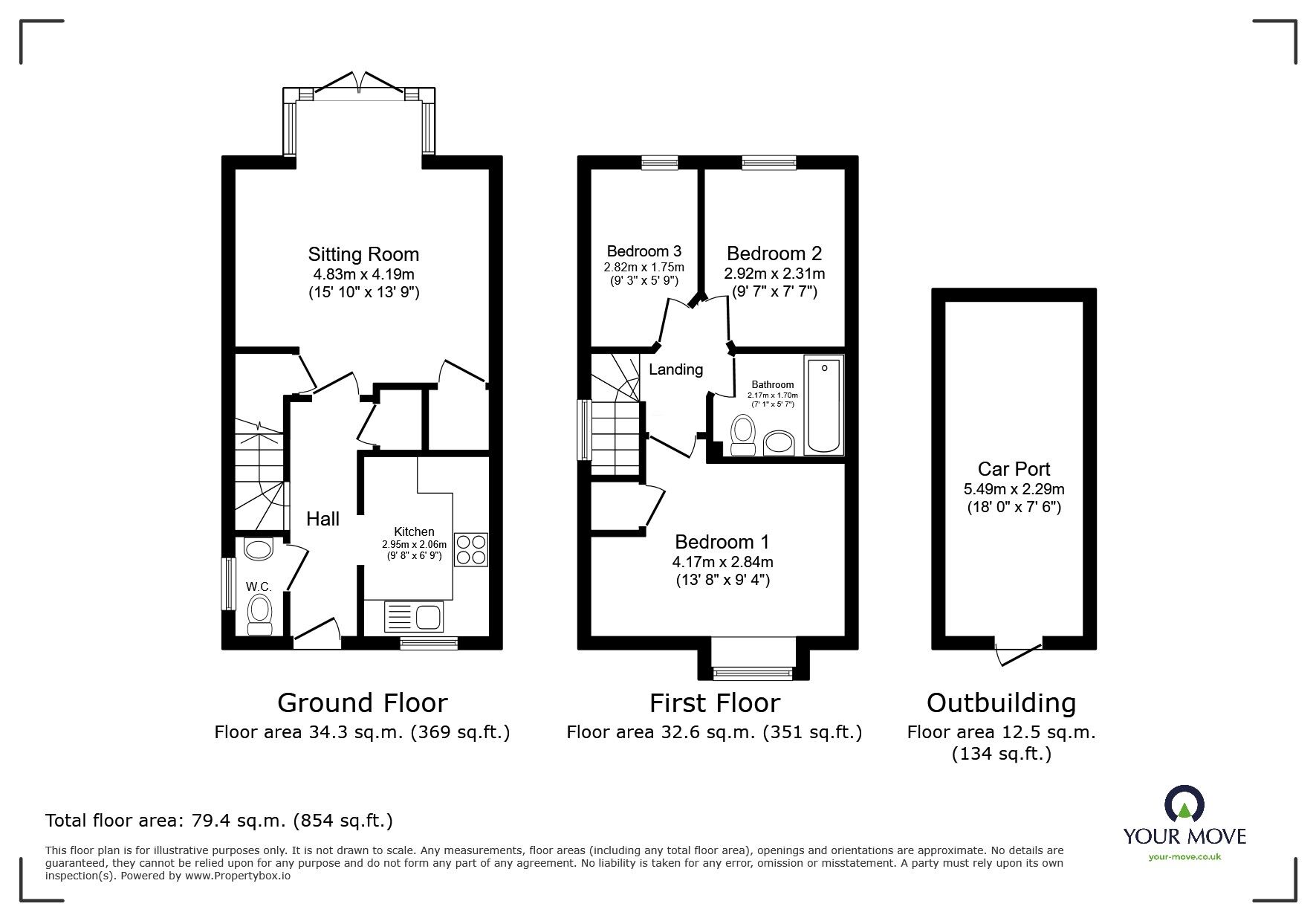 Floorplan of 3 bedroom End Terrace House for sale, Blackberry Copse, Felpham, West Sussex, PO22
