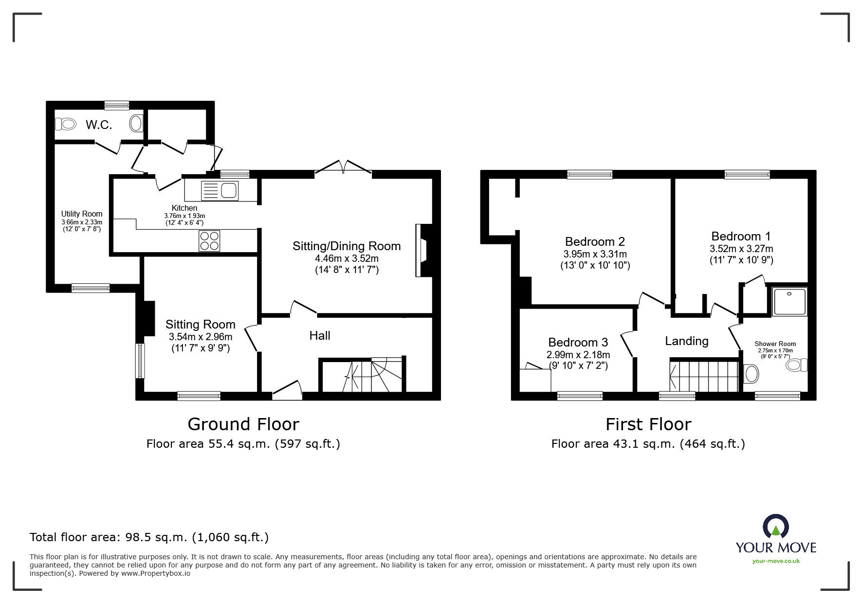 Floorplan of 3 bedroom End Terrace House for sale, Manhood Lane, Sidlesham, West Sussex, PO20