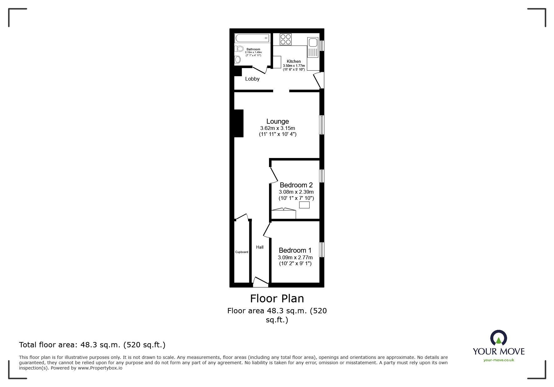 Floorplan of 2 bedroom  Flat for sale, Park Road, Bognor Regis, West Sussex, PO21