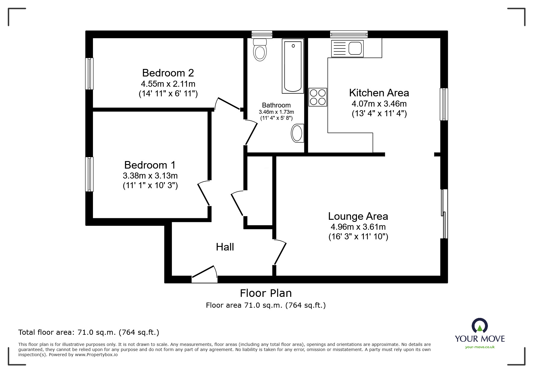 Floorplan of 2 bedroom  Flat for sale, Nyewood Lane, Bognor Regis, West Sussex, PO21