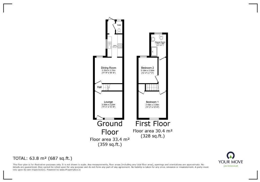 Floorplan of 2 bedroom Mid Terrace House for sale, Ockley Road, Bognor Regis, West Sussex, PO21