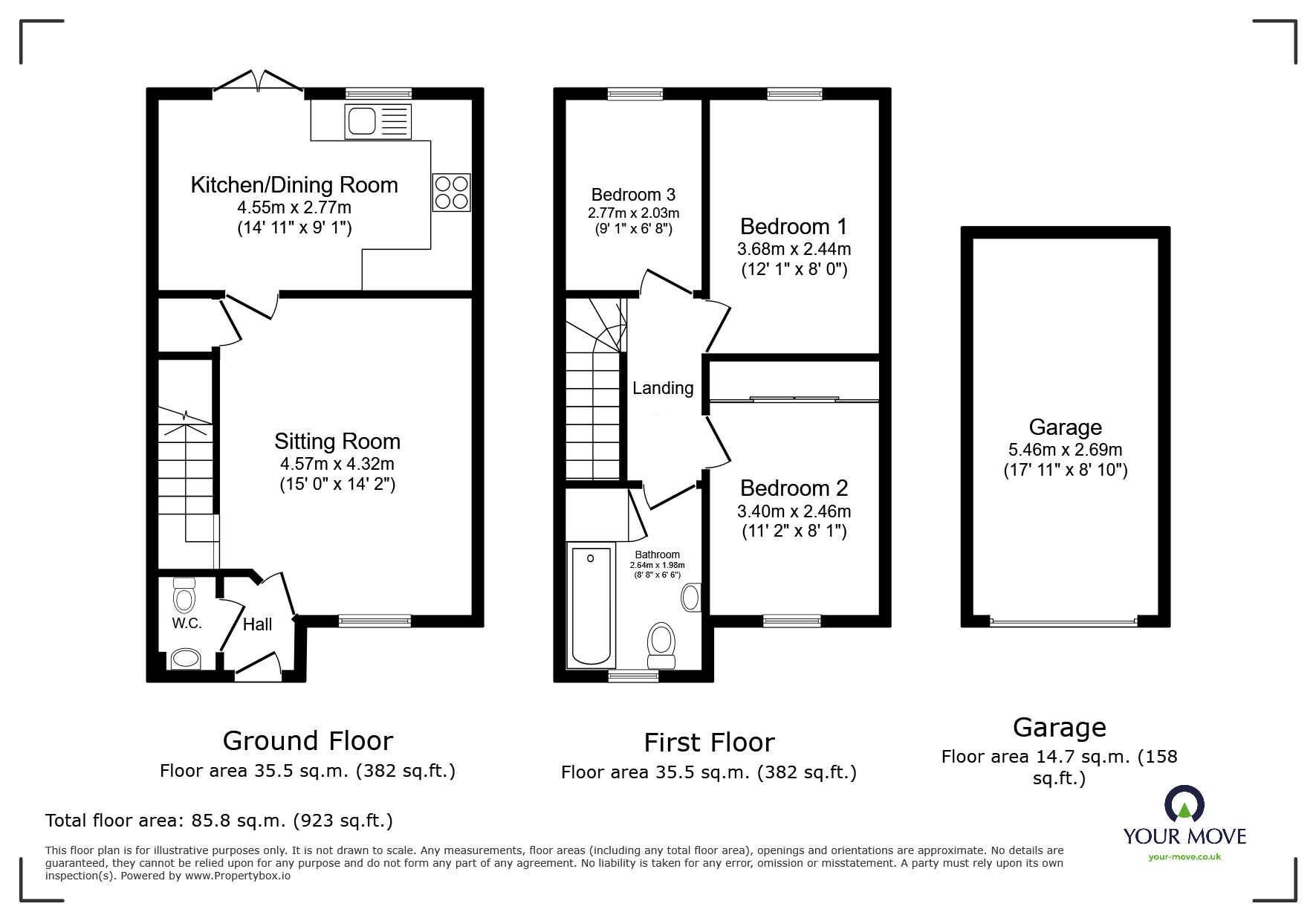 Floorplan of 3 bedroom Semi Detached House for sale, Stanhorn Grove, Felpham, West Sussex, PO22