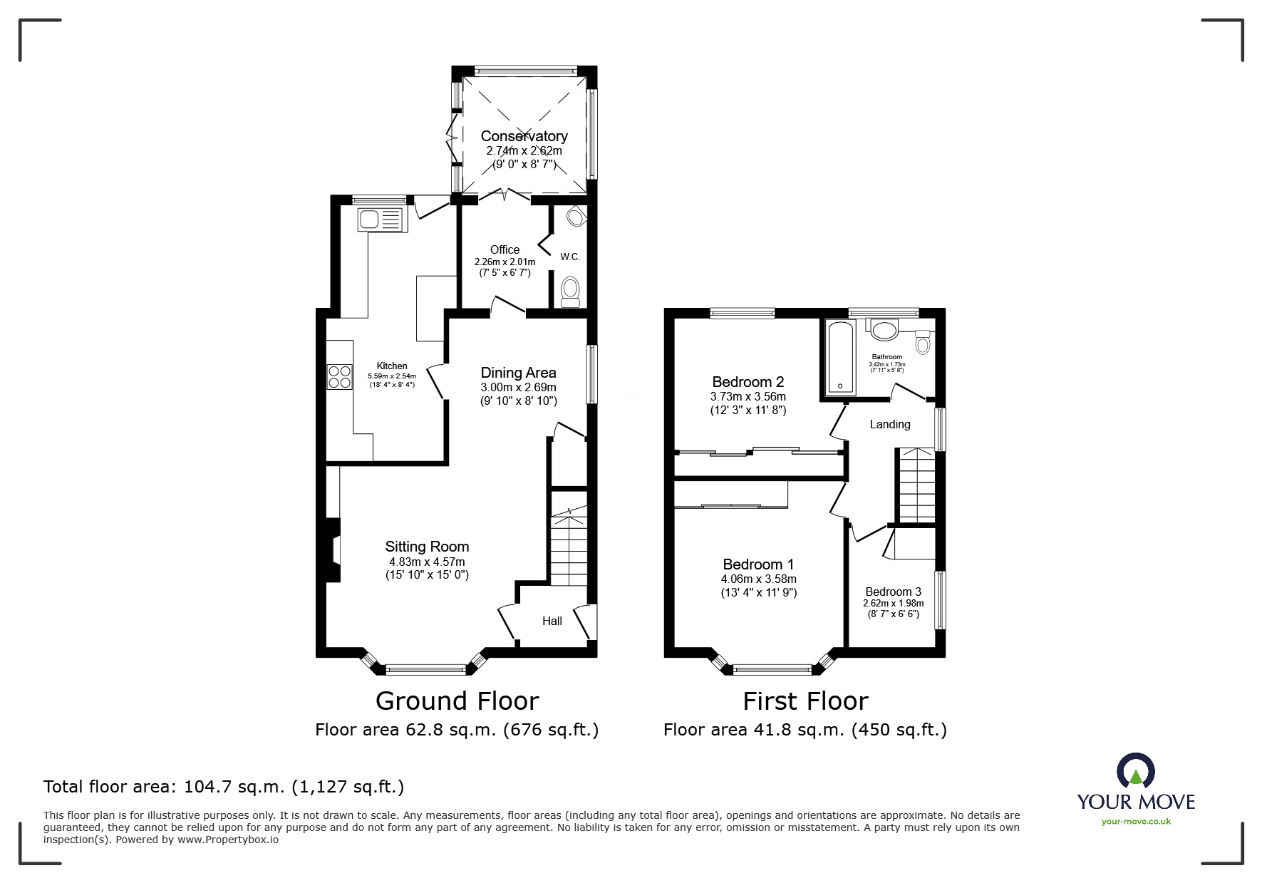 Floorplan of 3 bedroom End Terrace House to rent, Felpham Way, Bognor Regis, West Sussex, PO22