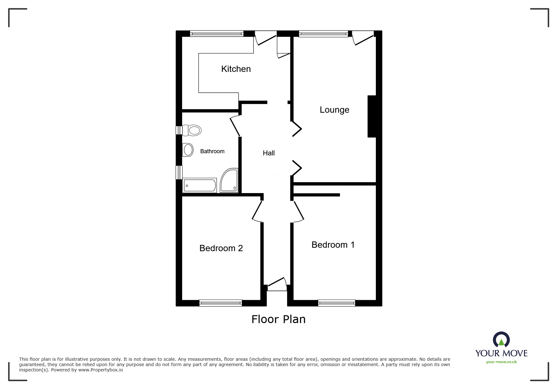 Floorplan of 2 bedroom Semi Detached Bungalow to rent, Cambridge Walk, Bognor Regis, West Sussex, PO21