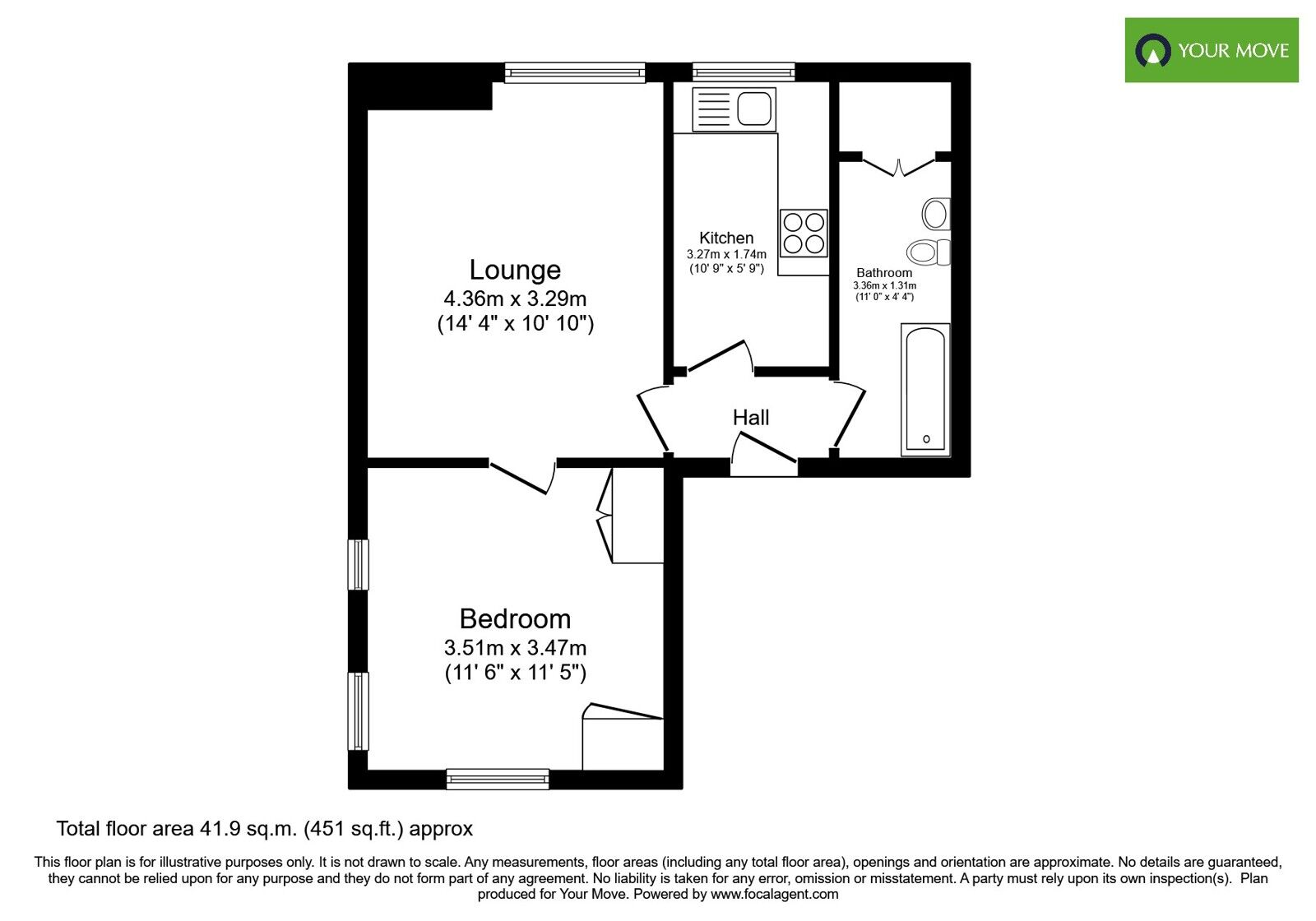 Floorplan of 1 bedroom Flat for sale, Normanton Avenue, Bognor Regis, PO21