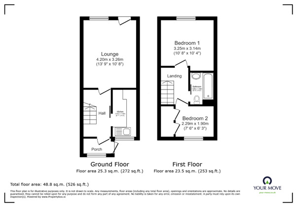 Floorplan of 2 bedroom End Terrace House to rent, Merlin Way, Bognor Regis, West Sussex, PO22
