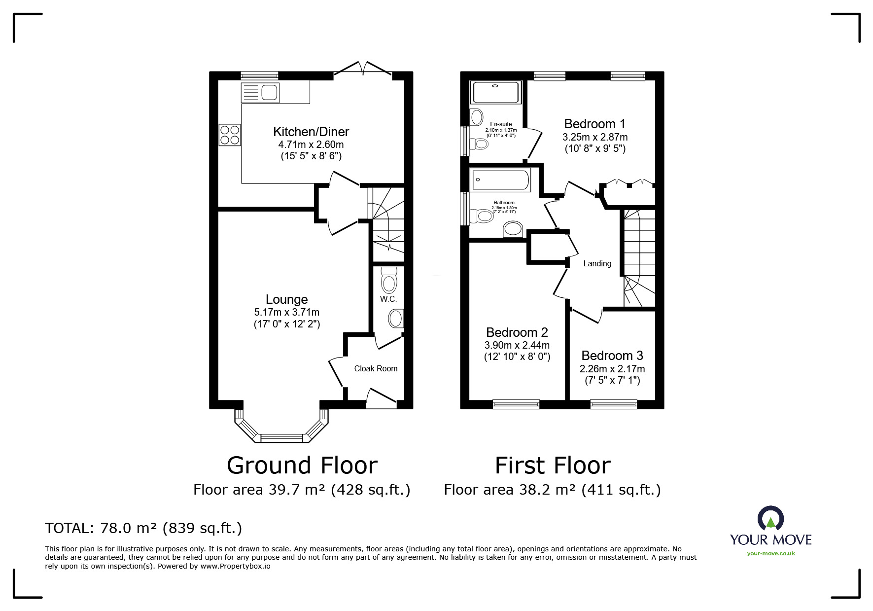 Floorplan of 3 bedroom Mid Terrace House to rent, Clover Mead, Felpham, West Sussex, PO22