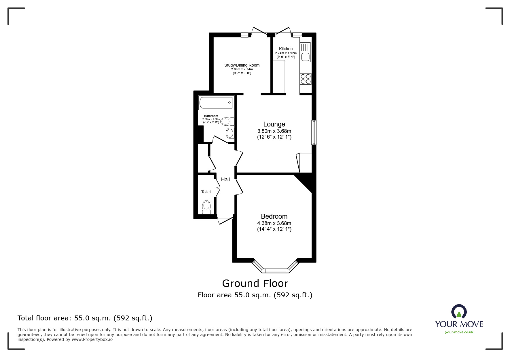 Floorplan of 2 bedroom Flat for sale, Hawthorn Road, Bognor Regis, West Sussex, PO21