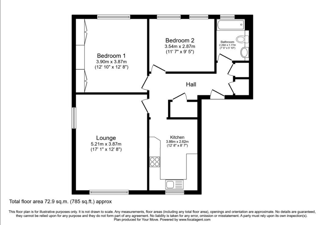 Floorplan of 2 bedroom Flat for sale, Sudley Gardens, Bognor Regis, West Sussex, PO21