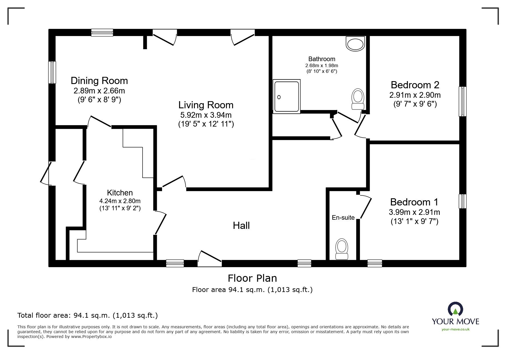 Floorplan of 2 bedroom Detached Property for sale, Headley Drive, Poplars Court, West Sussex, PO22