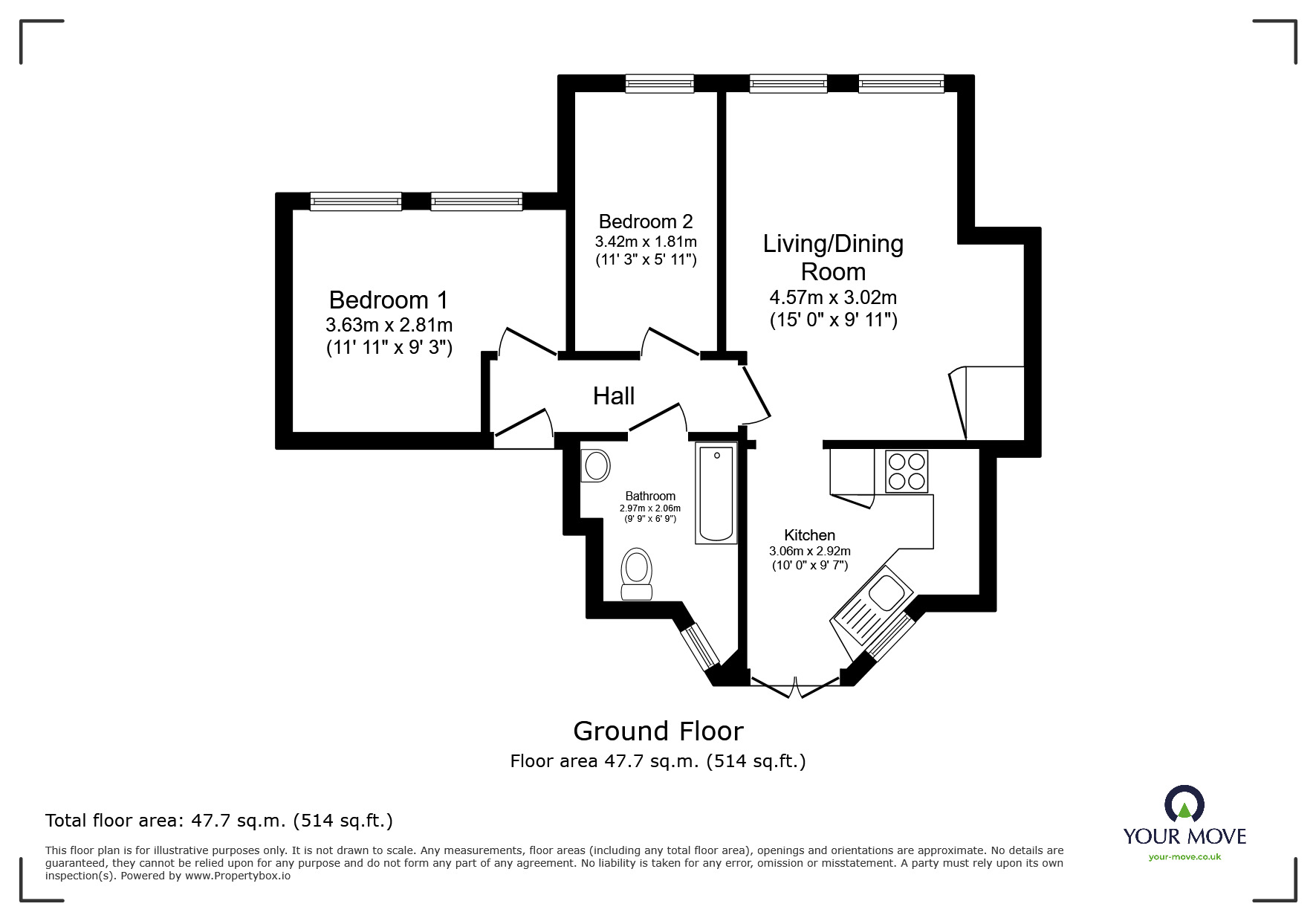 Floorplan of 2 bedroom Flat for sale, Stocker Road, Bognor Regis, West Sussex, PO21