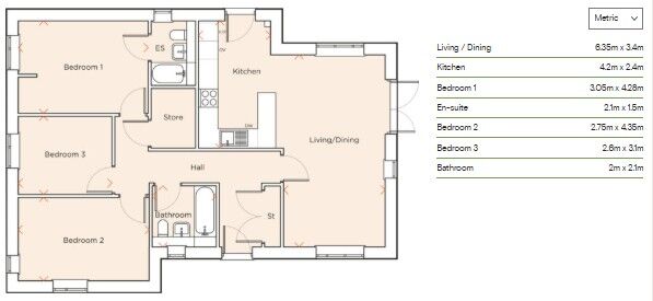 Floorplan of 3 bedroom Detached Bungalow for sale, William Luker Place, North Bersted, PO22