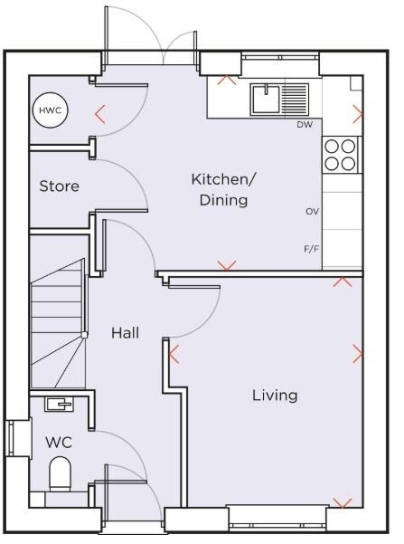 Floorplan of 2 bedroom Semi Detached House for sale, Luker Place, Romney Broadwalk, North Bersted, West Sussex, PO22