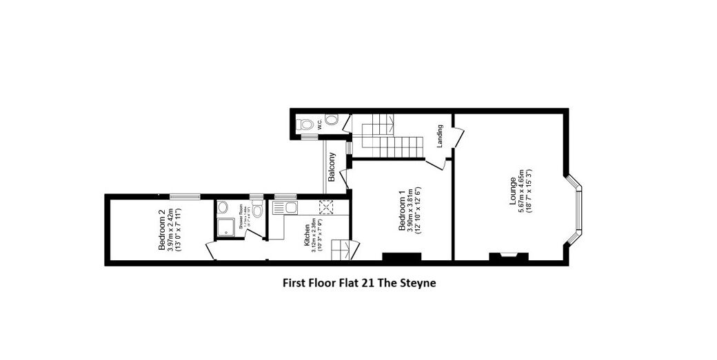 Floorplan of 2 bedroom Flat for sale, The Steyne, Bognor Regis, West Sussex, PO21