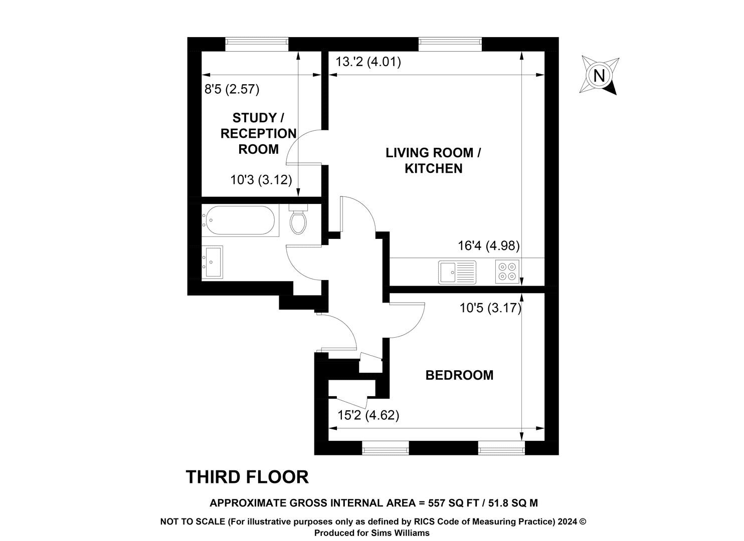 Floorplan of 2 bedroom Flat to rent, The Esplanade, Bognor Regis, West Sussex, PO21