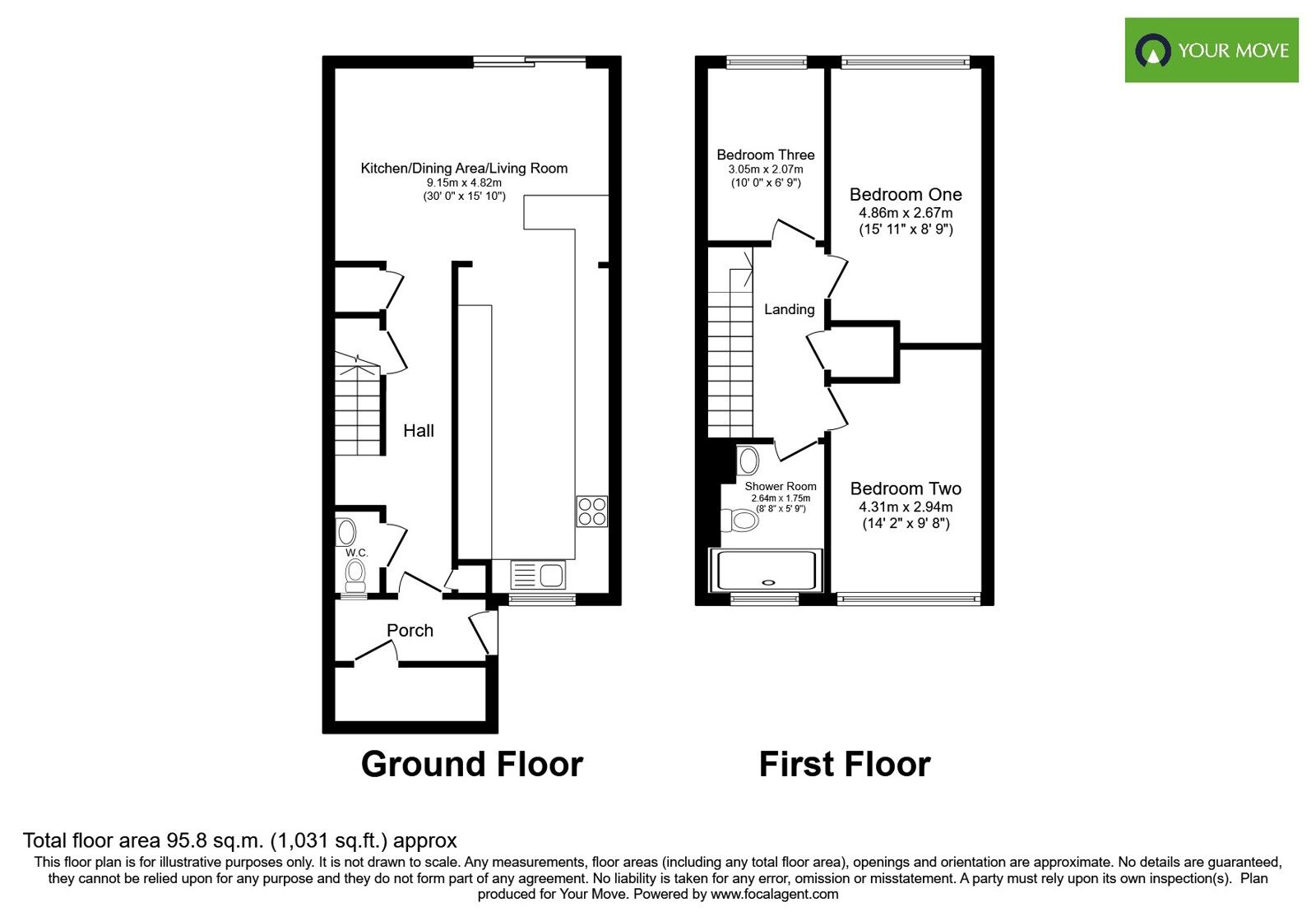 Floorplan of 3 bedroom End Terrace House for sale, Sycamore Road, Bognor Regis, West Sussex, PO22