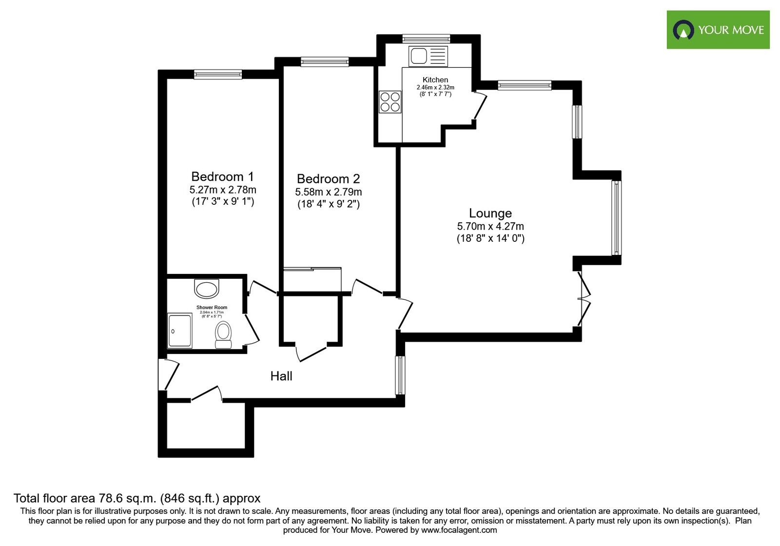 Floorplan of 2 bedroom Flat for sale, Upper Bognor Road, Bognor Regis, West Sussex, PO21