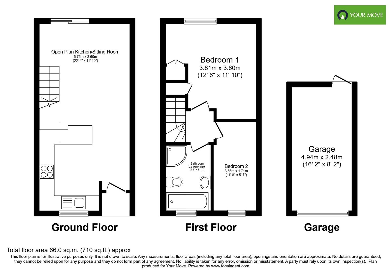 Floorplan of 2 bedroom Mid Terrace House for sale, Warren Way, Barnham, West Sussex, PO22