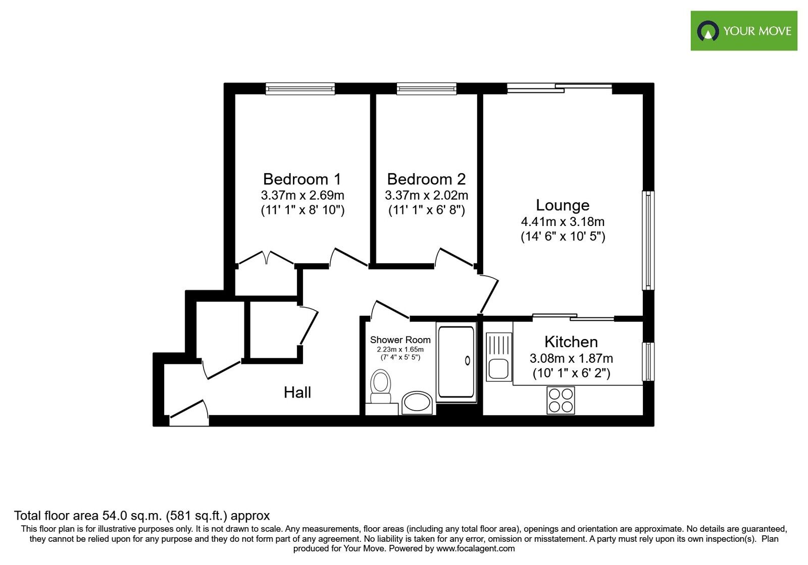 Floorplan of 2 bedroom Flat for sale, Campbell Road, Bognor Regis, West Sussex, PO21