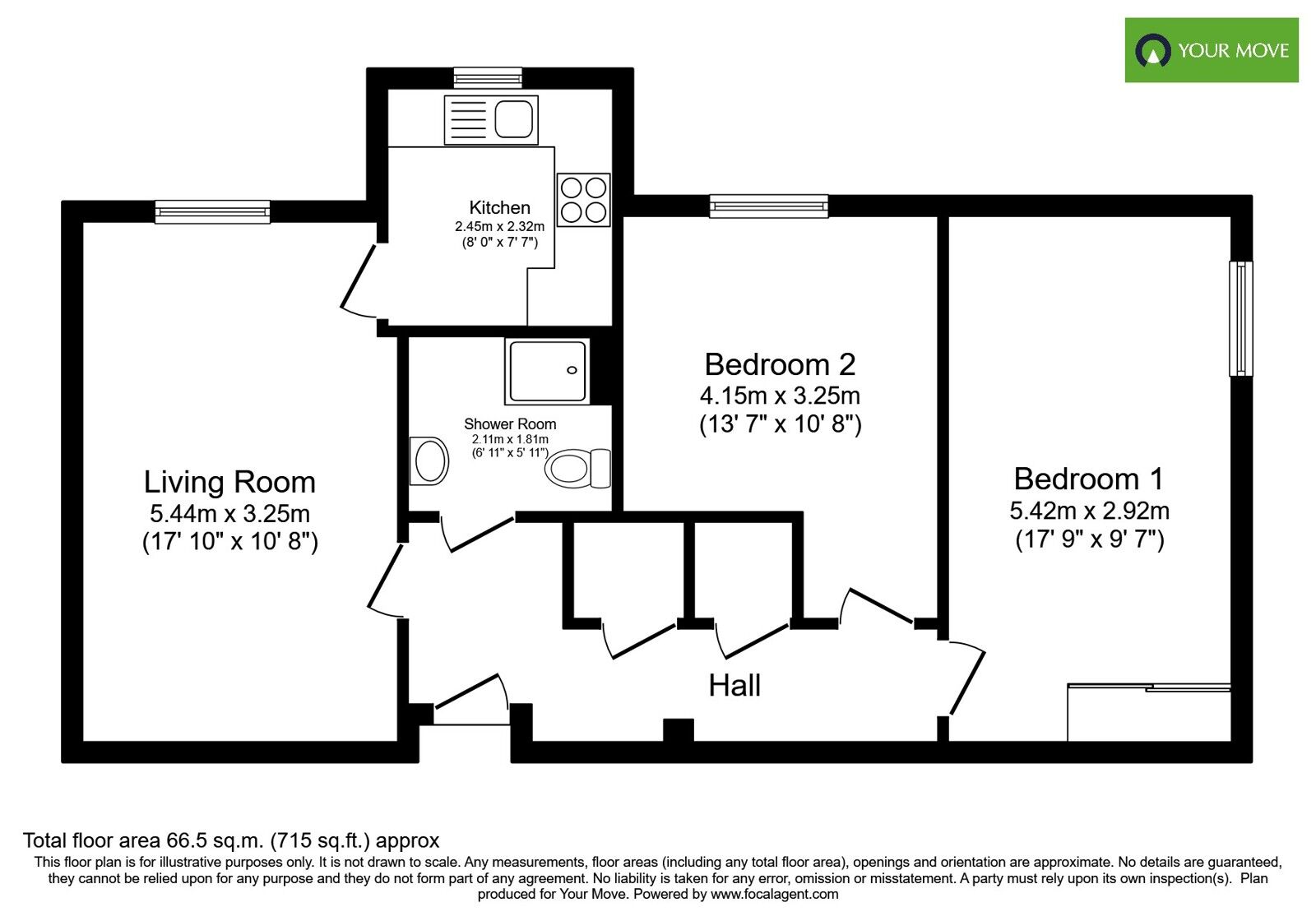 Floorplan of 2 bedroom Flat for sale, Upper Bognor Road, Bognor Regis, West Sussex, PO21
