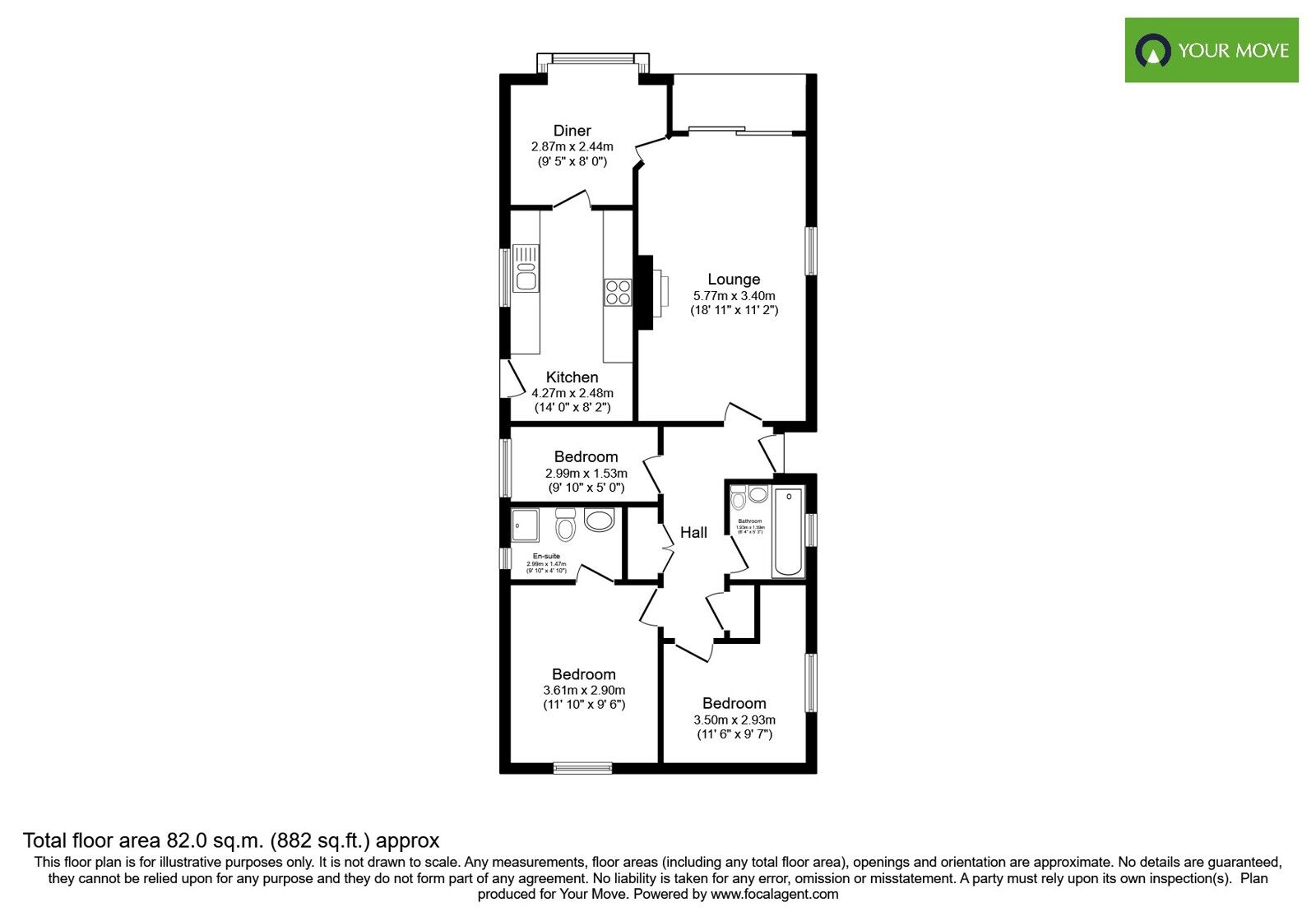 Floorplan of 3 bedroom Park Home Property for sale, Churt Drive, Poplars Court, West Sussex, PO22