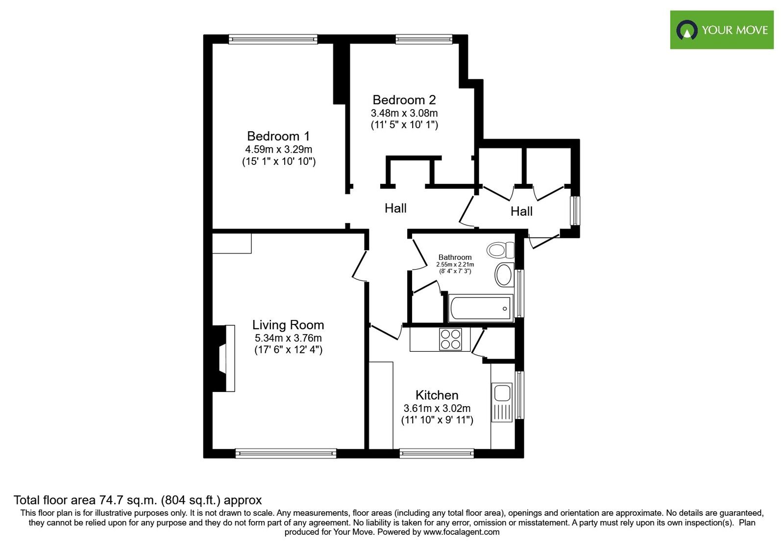 Floorplan of 2 bedroom Flat for sale, New Barn Lane, North Bersted, West Sussex, PO21