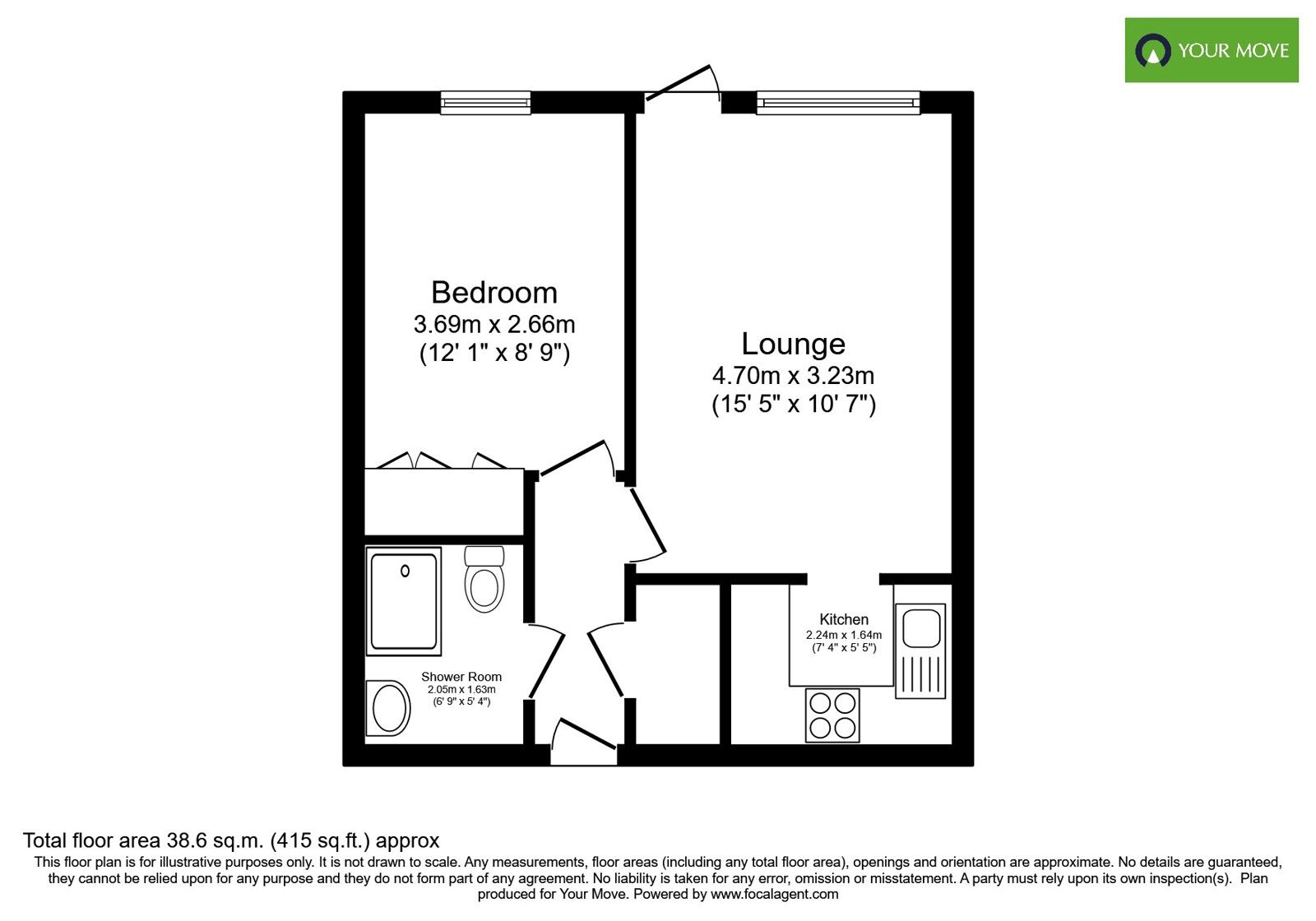 Floorplan of 1 bedroom Flat for sale, Campbell Road, Bognor Regis, West Sussex, PO21