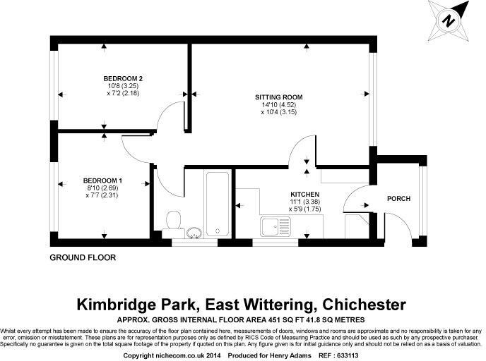 Floorplan of 2 bedroom Semi Detached Bungalow to rent, Kimbridge Park, East Wittering, West Sussex, PO20