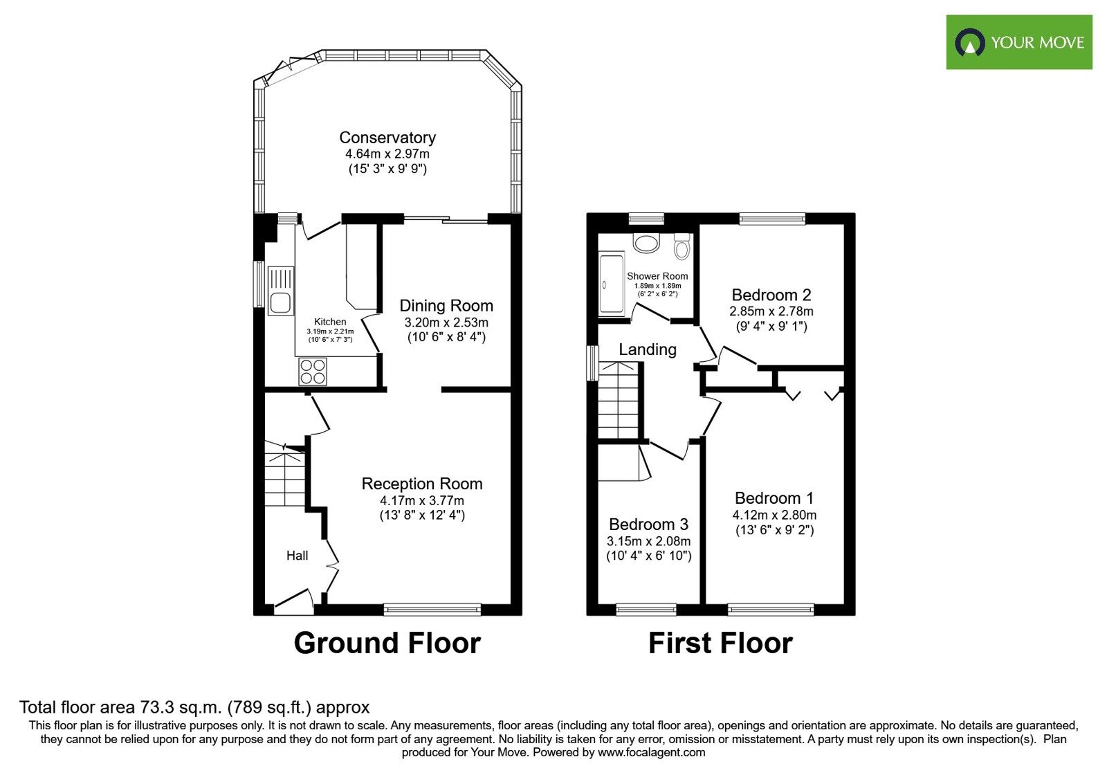 Floorplan of 3 bedroom Semi Detached House for sale, Van Gogh Place, Bognor Regis, West Sussex, PO22